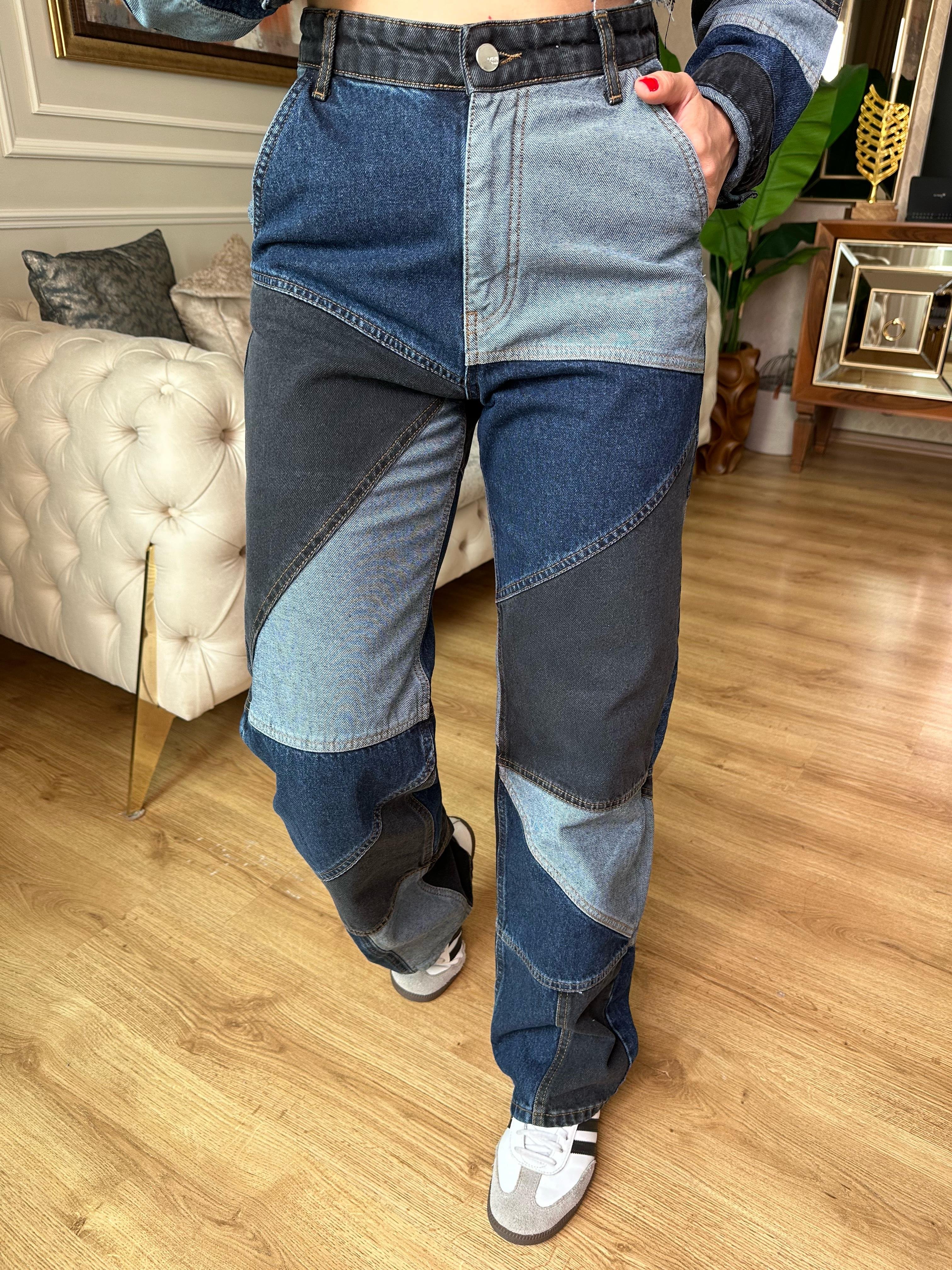 8472 Parçalı Kot Pantolon