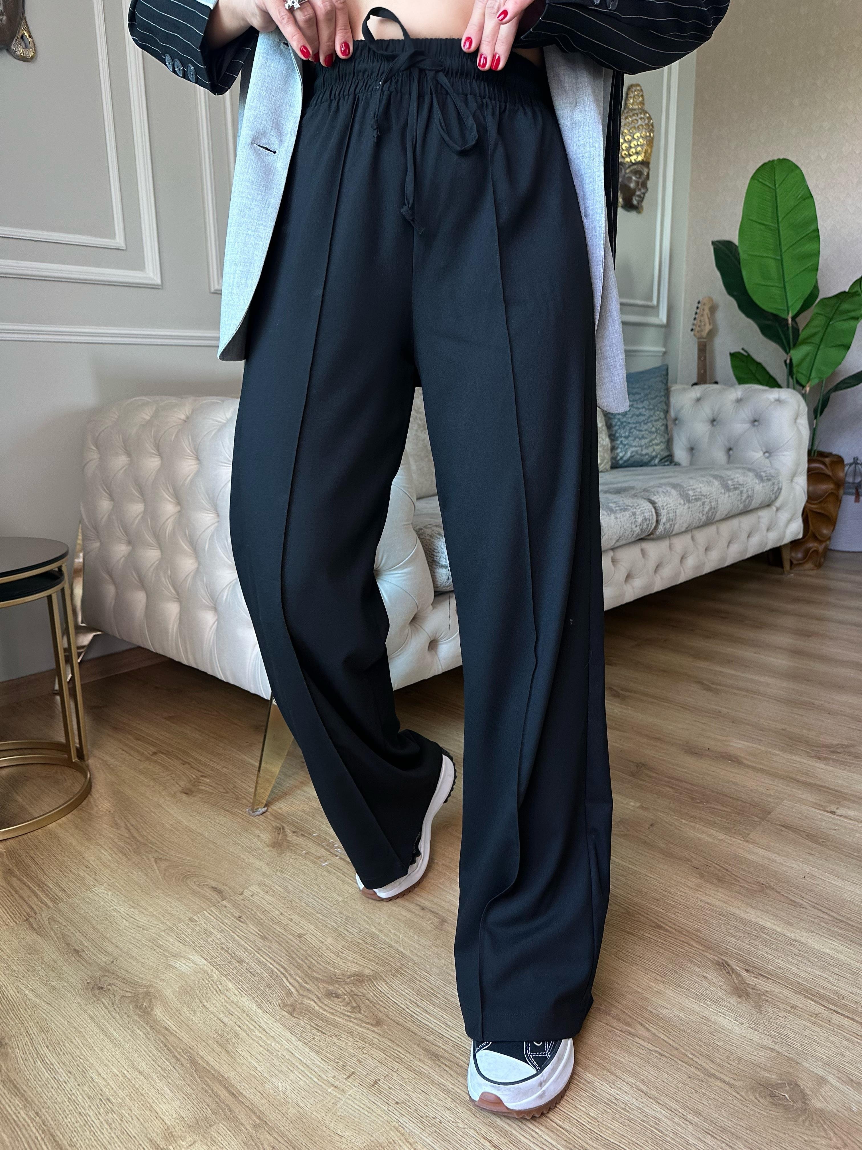 8479 Beli Lastikli Geniş Paça Pantolon