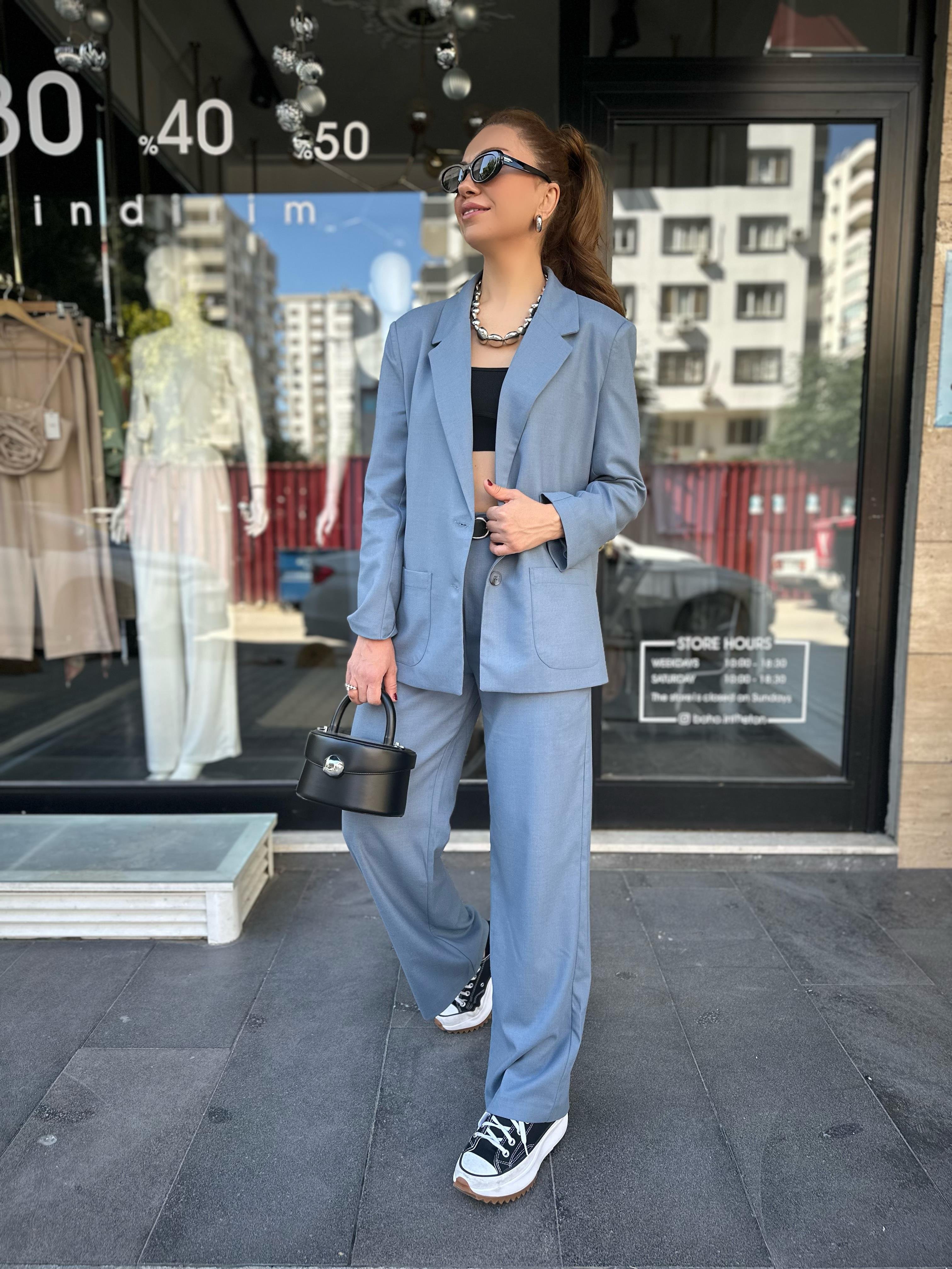 8499 Bebe Mavi Ceket Pantolon Takım