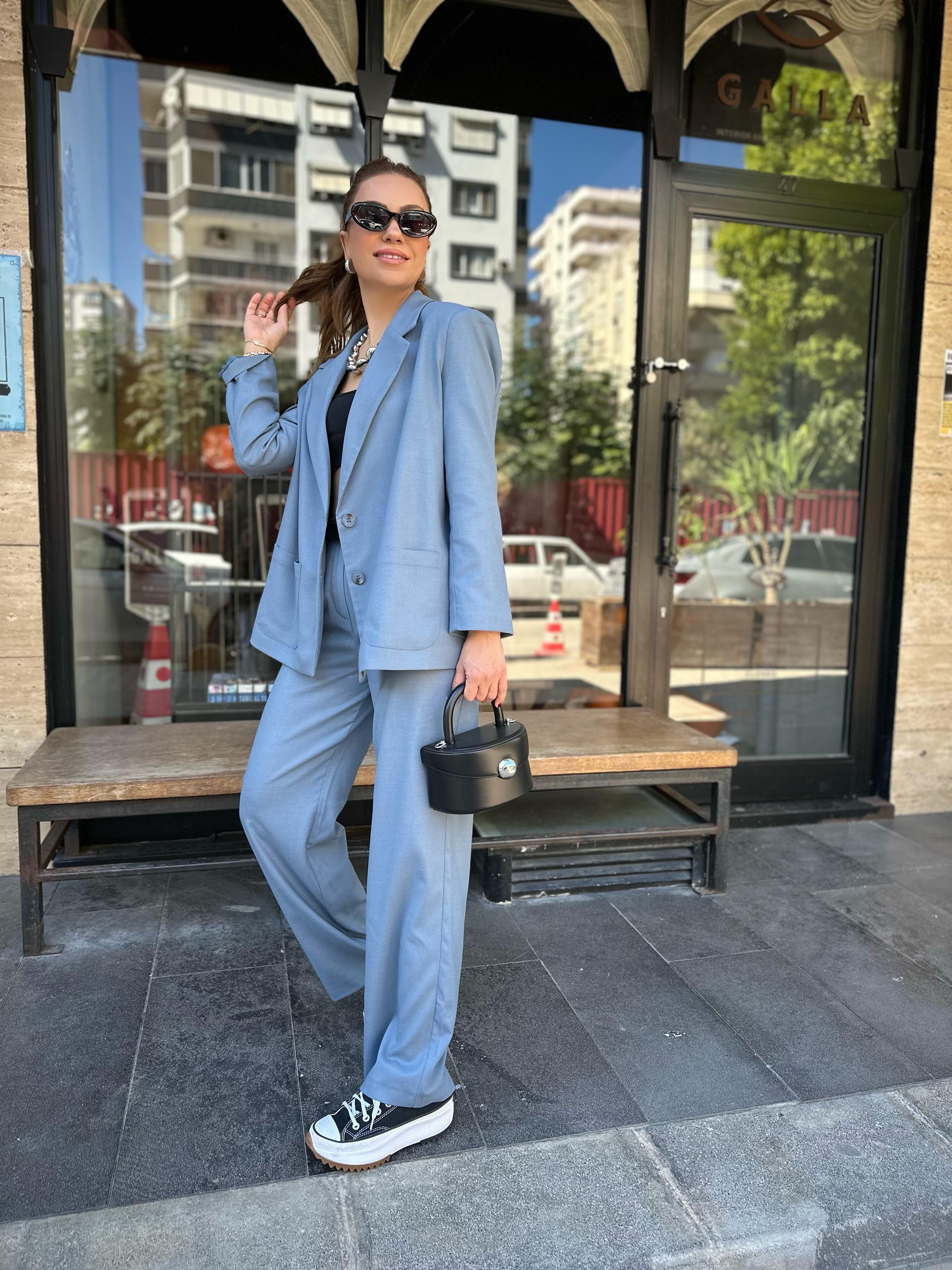 8499 Bebe Mavi Ceket Pantolon Takım