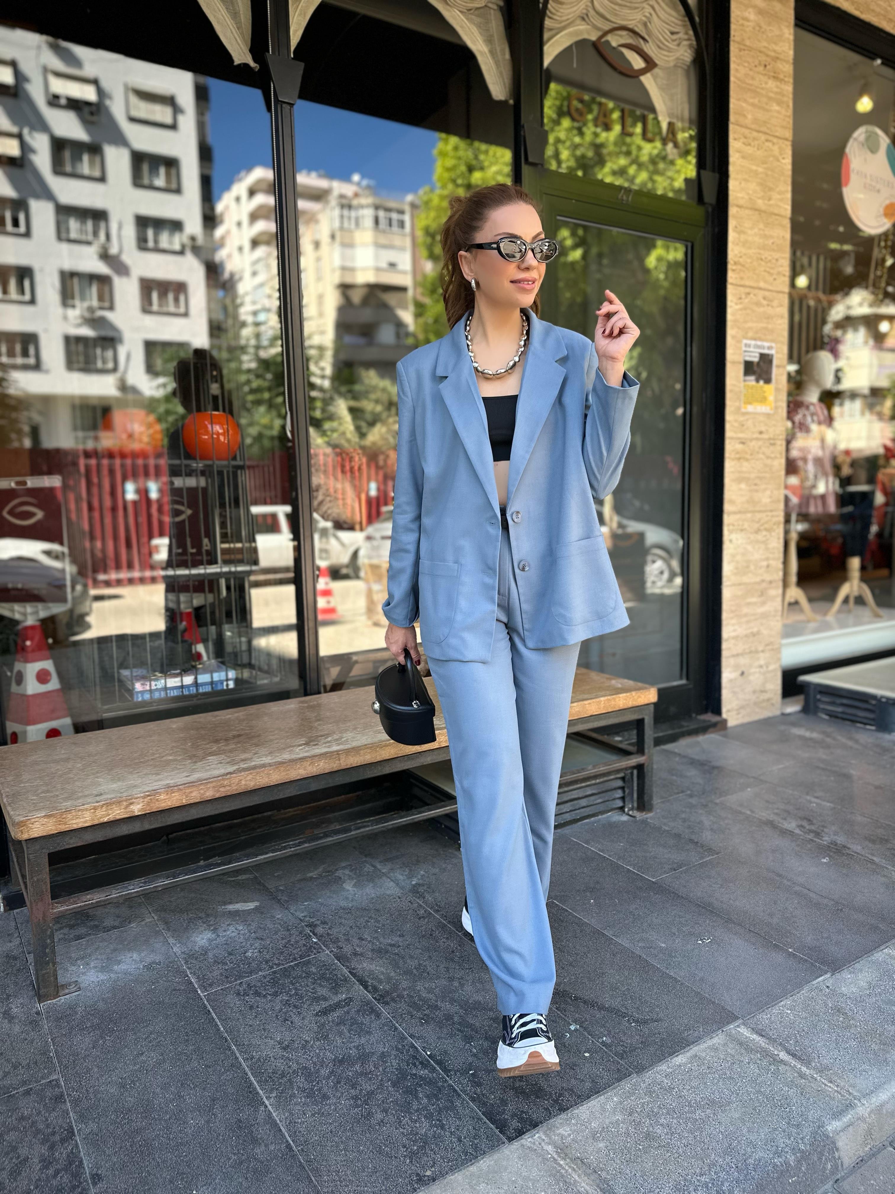 8499 Bebe Mavi Ceket Pantolon Takım