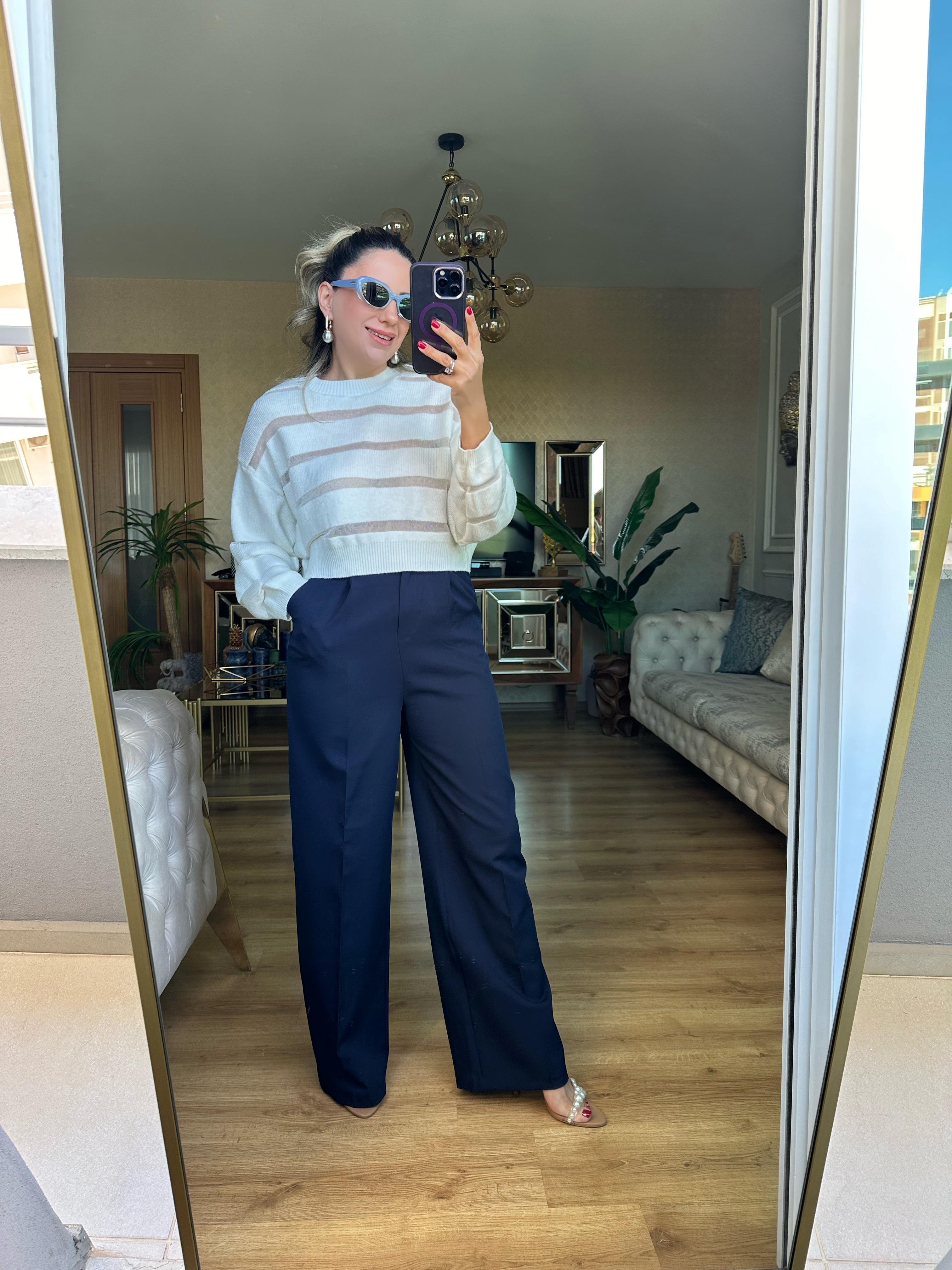 8545 Şeritli Triko Crop