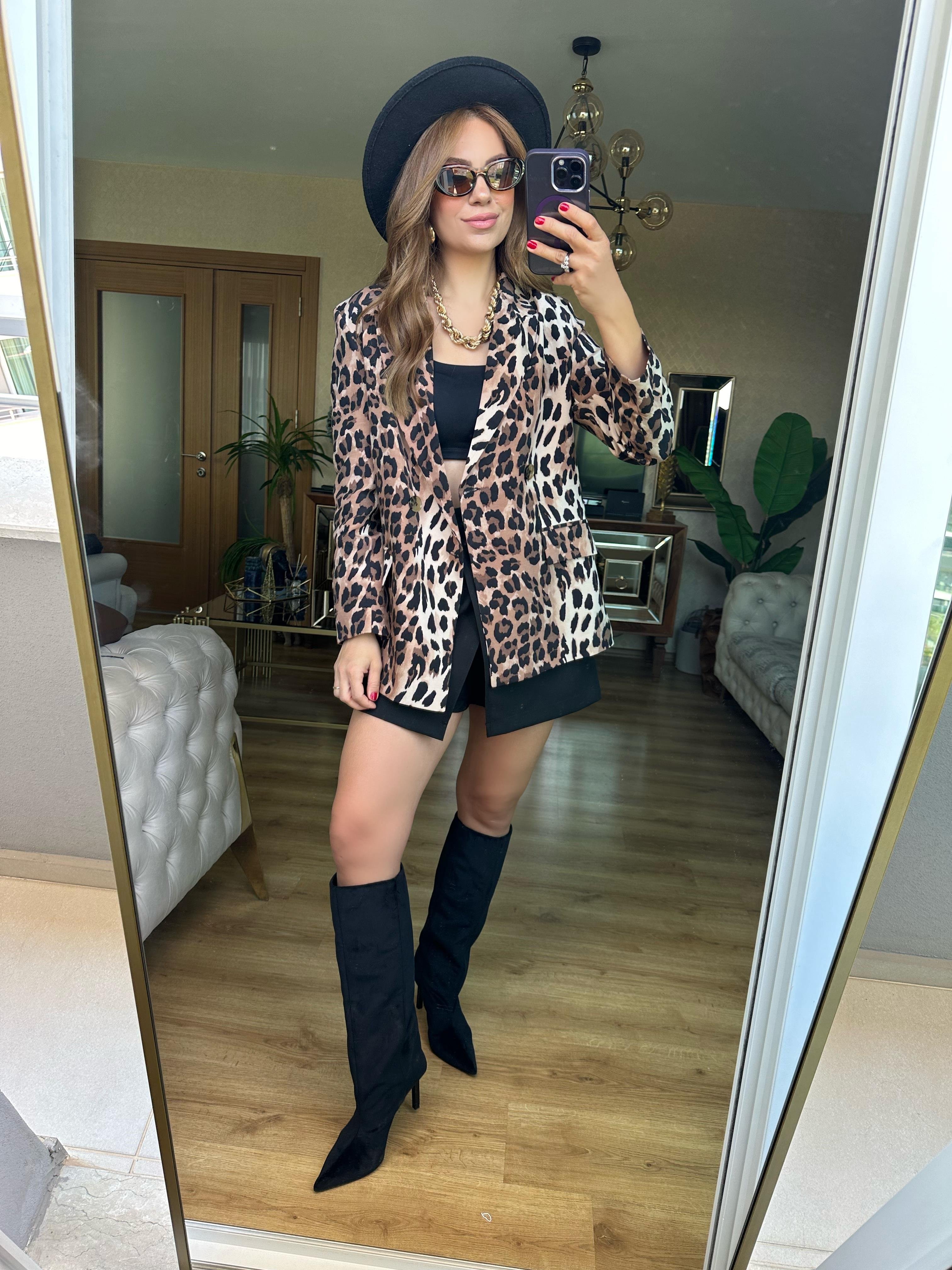 8557 Leopar Blazer Ceket