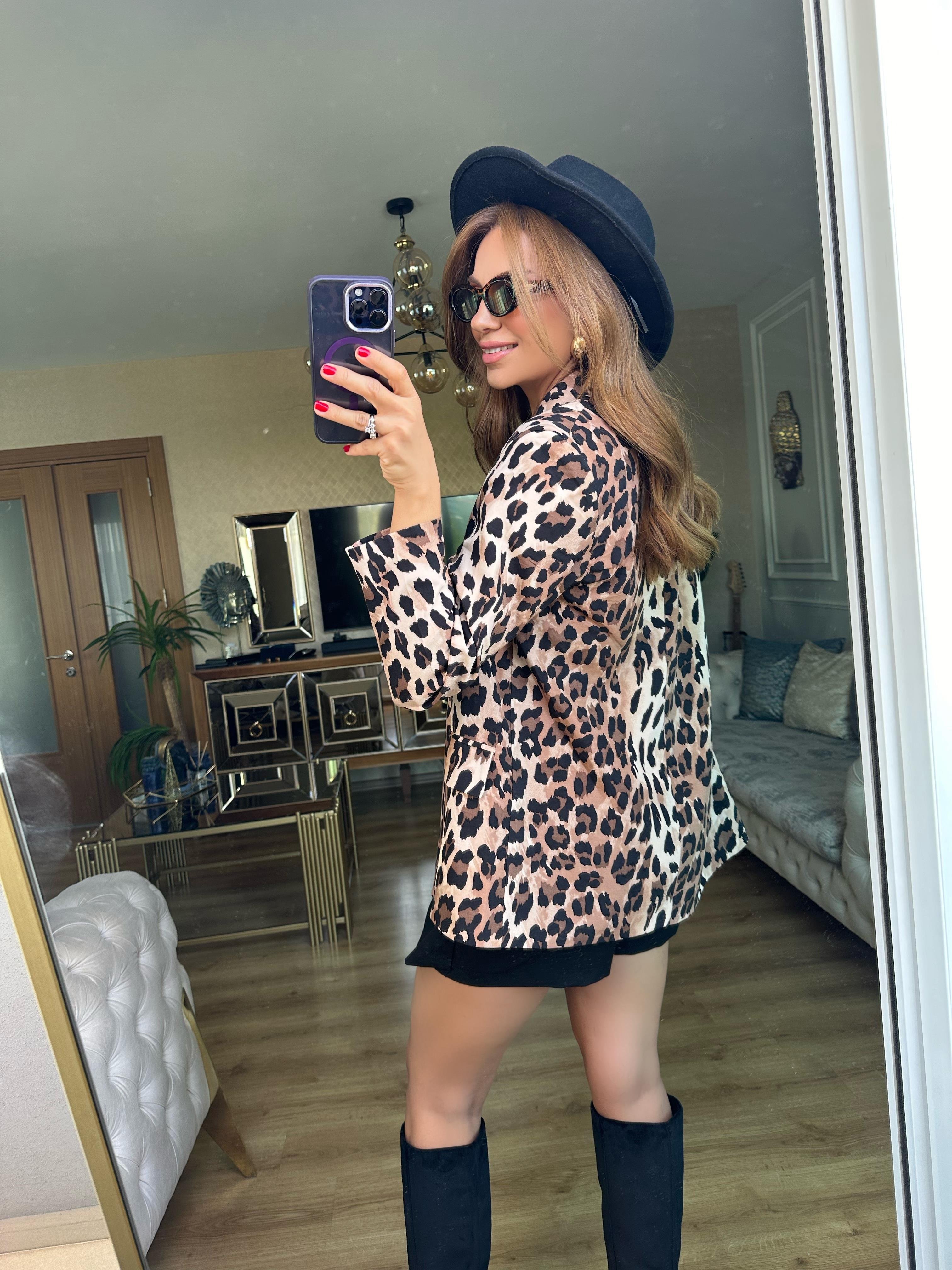 8557 Leopar Blazer Ceket