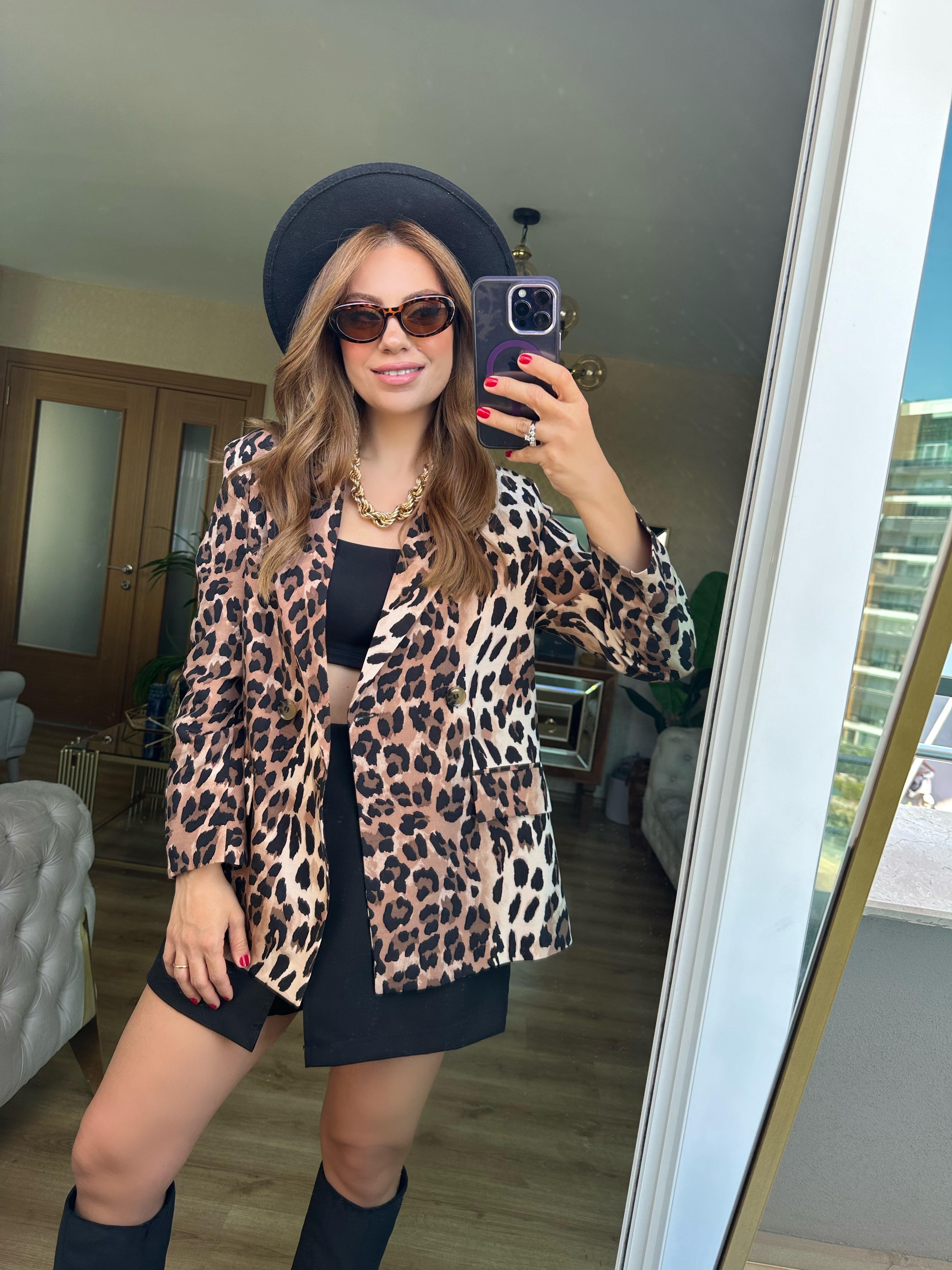 8557 Leopar Blazer Ceket