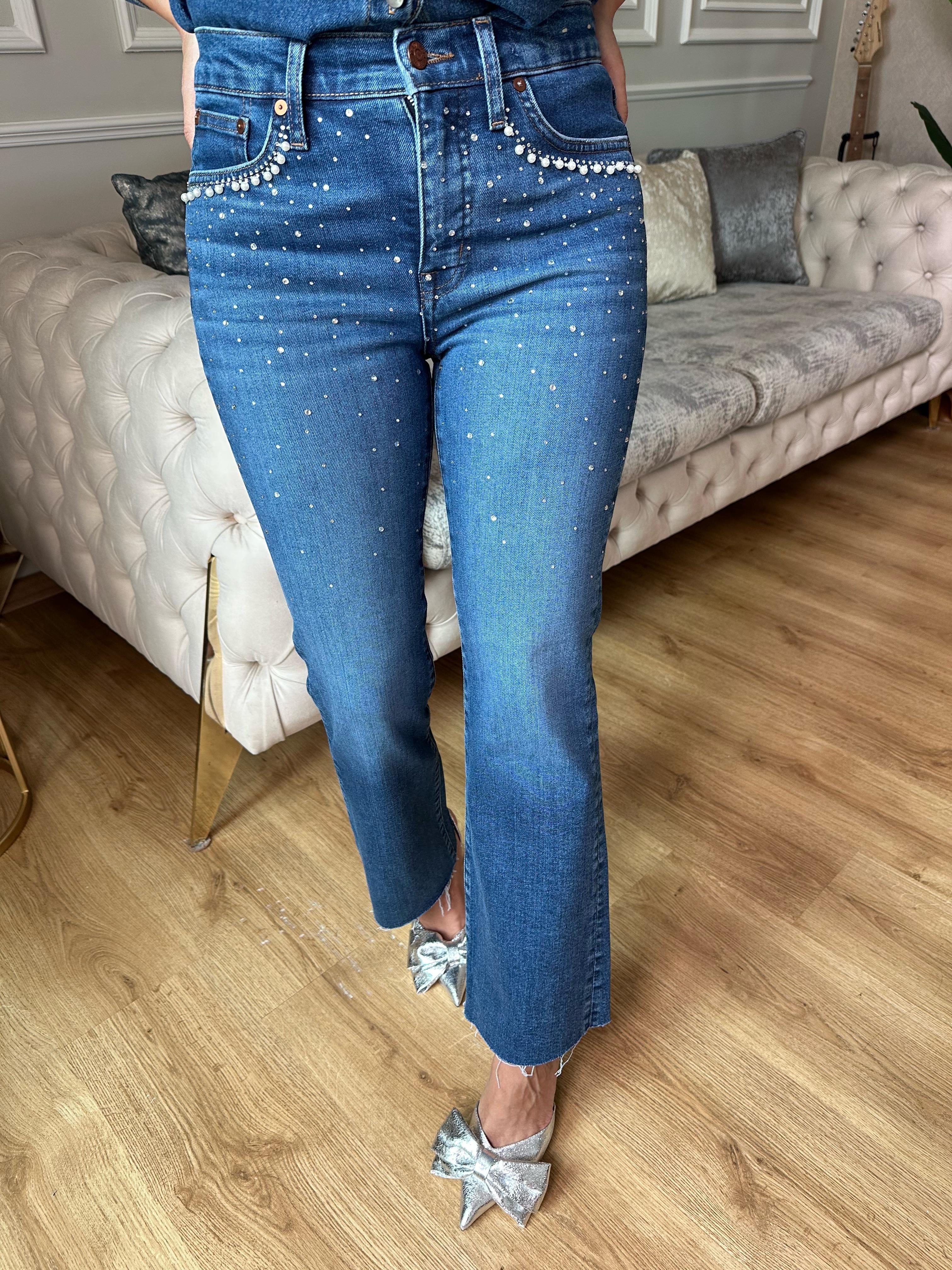 8601 Cepleri İncili Taşlı Jean