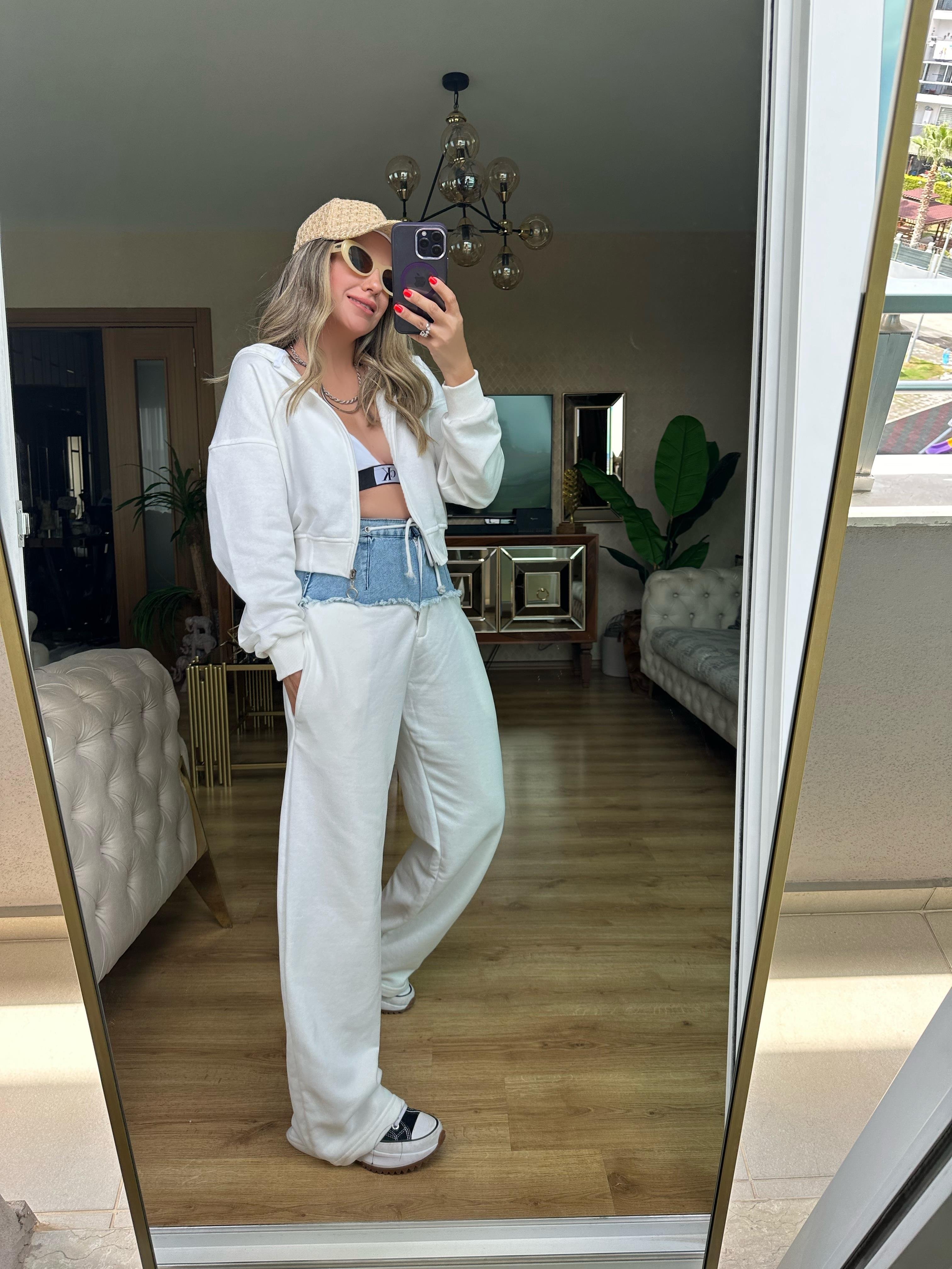 8630 Denim Detaylı Eşofman Takım