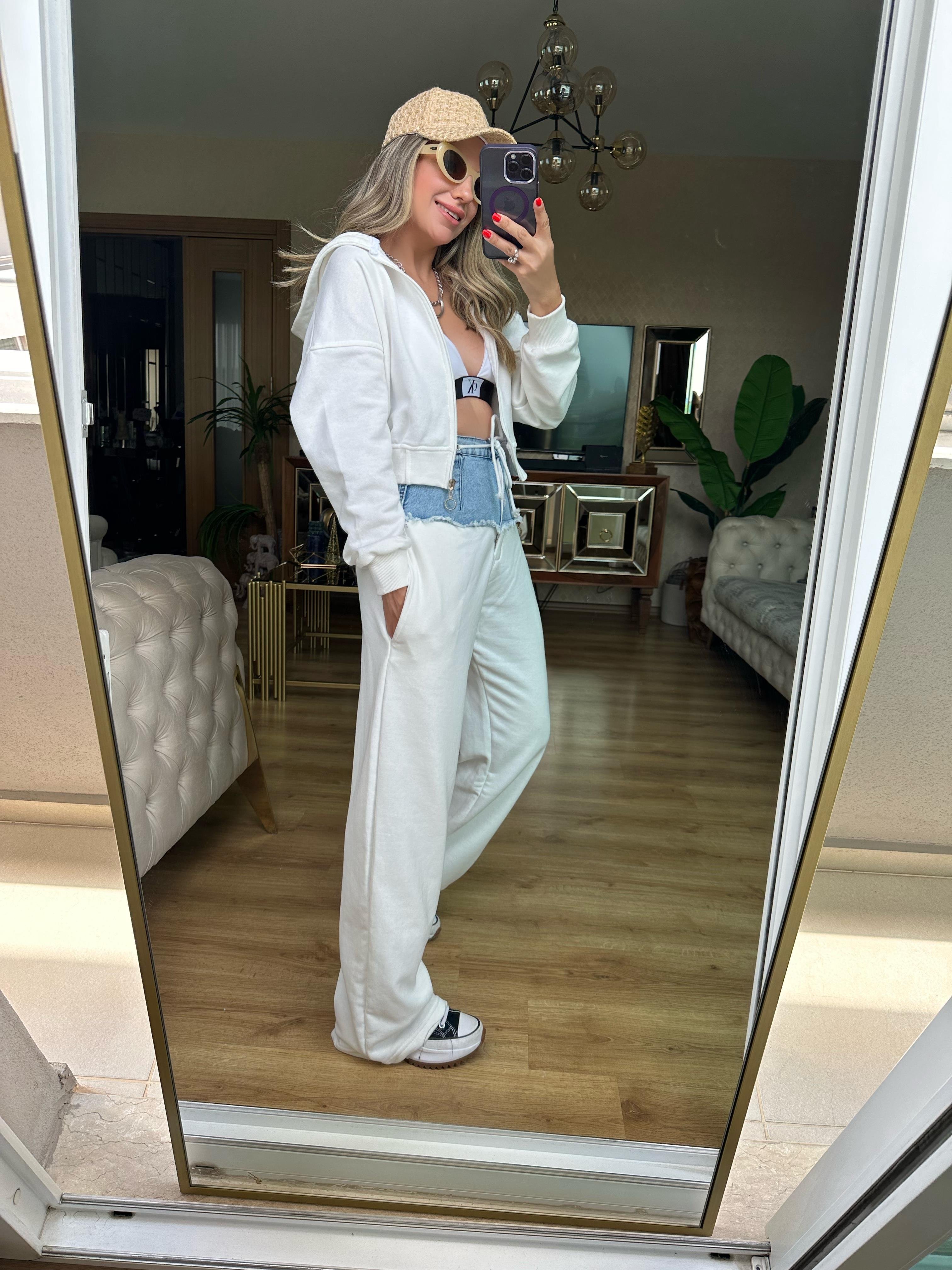 8630 Denim Detaylı Eşofman Takım