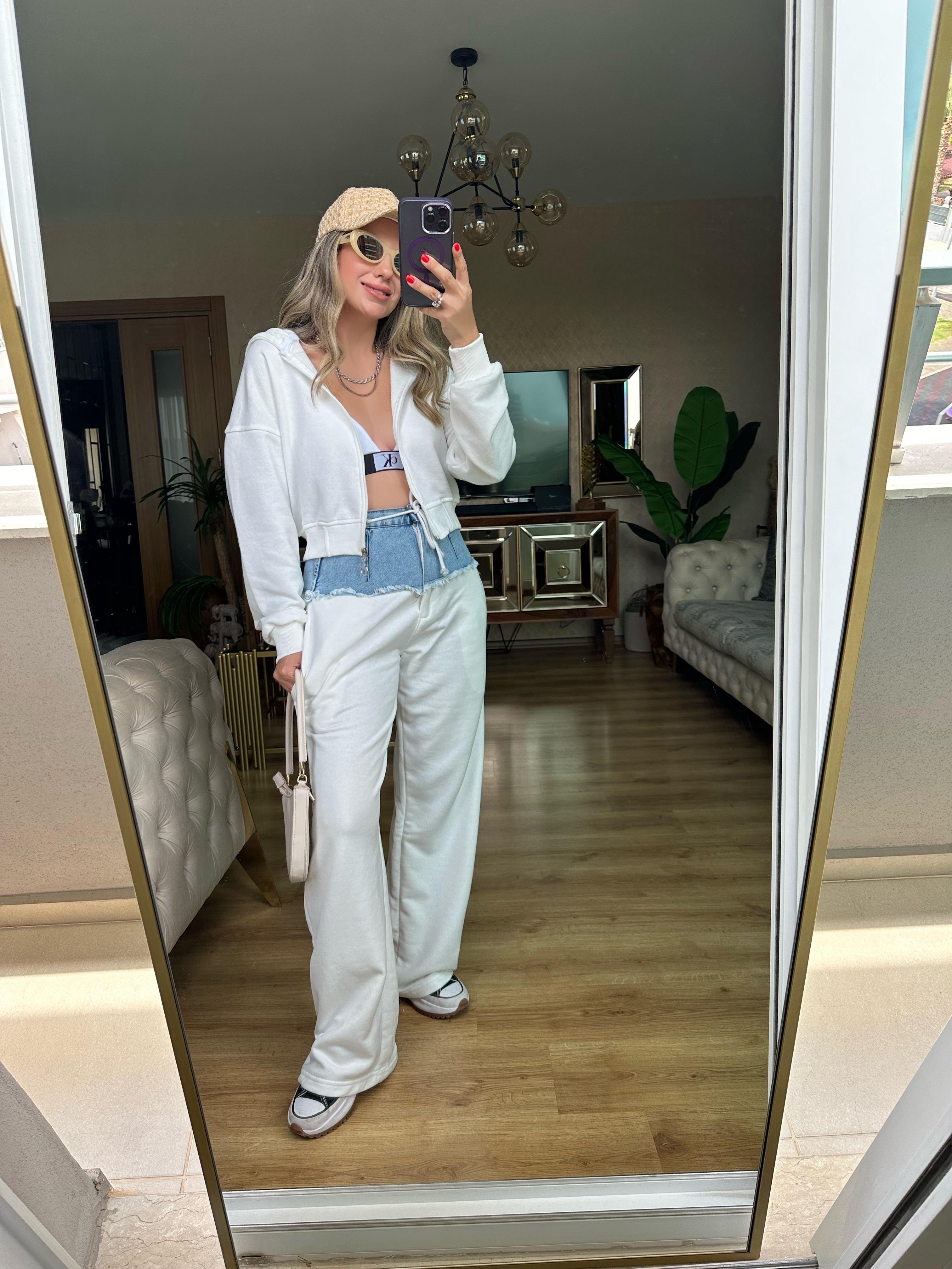 8630 Denim Detaylı Eşofman Takım