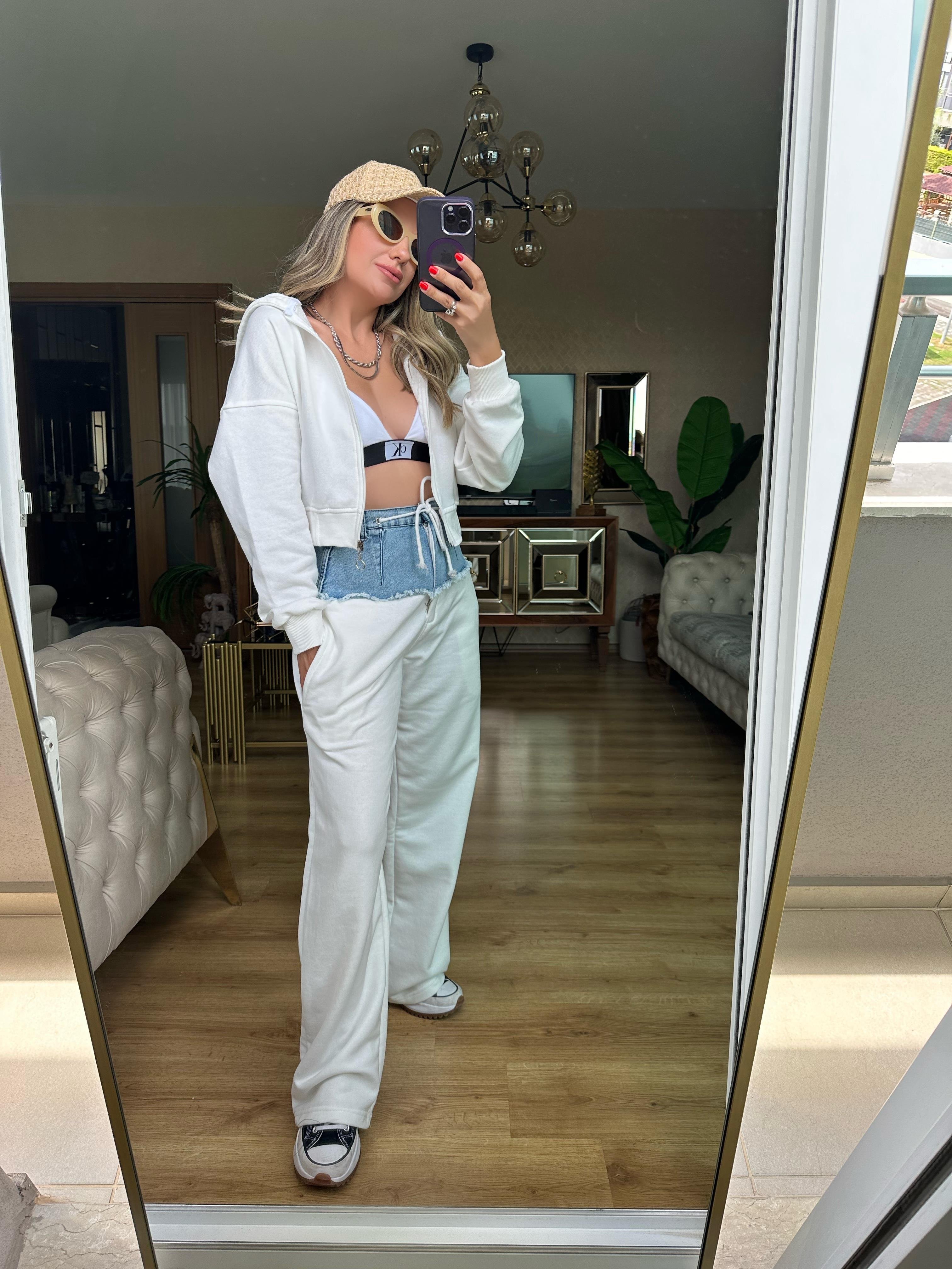 8630 Denim Detaylı Eşofman Takım