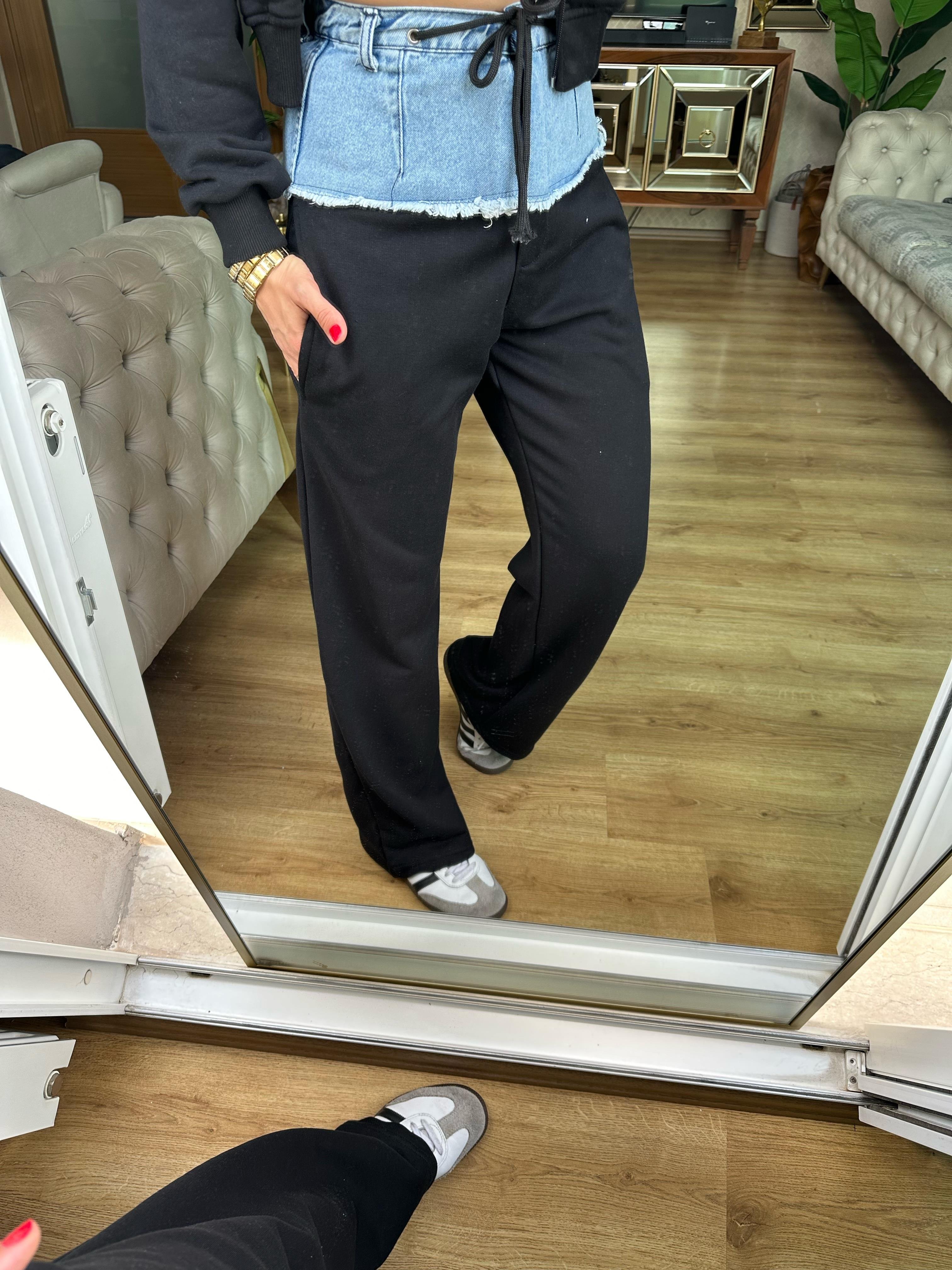 8630 Denim Detaylı Eşofman Takım