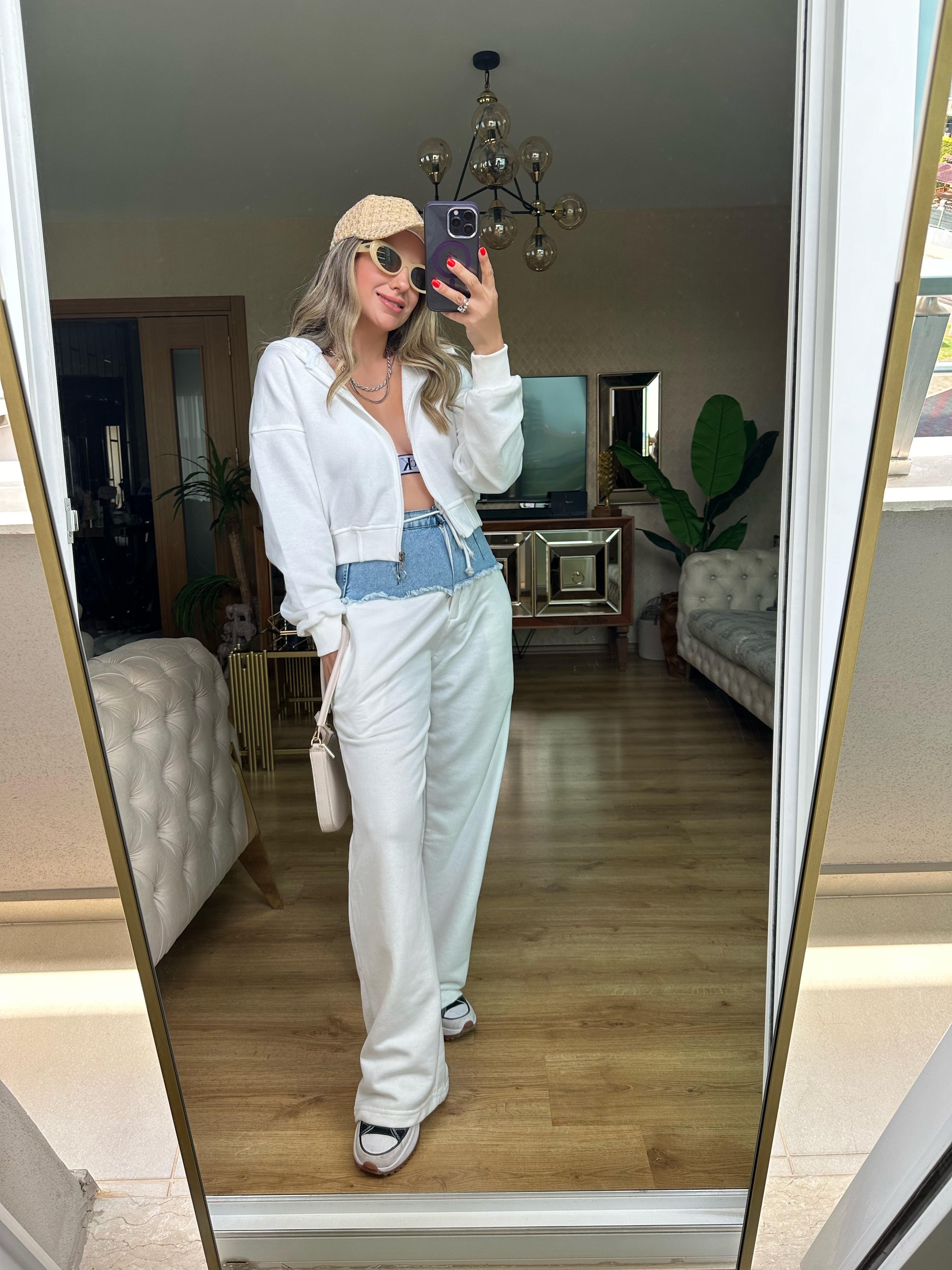 8630 Denim Detaylı Eşofman Takım