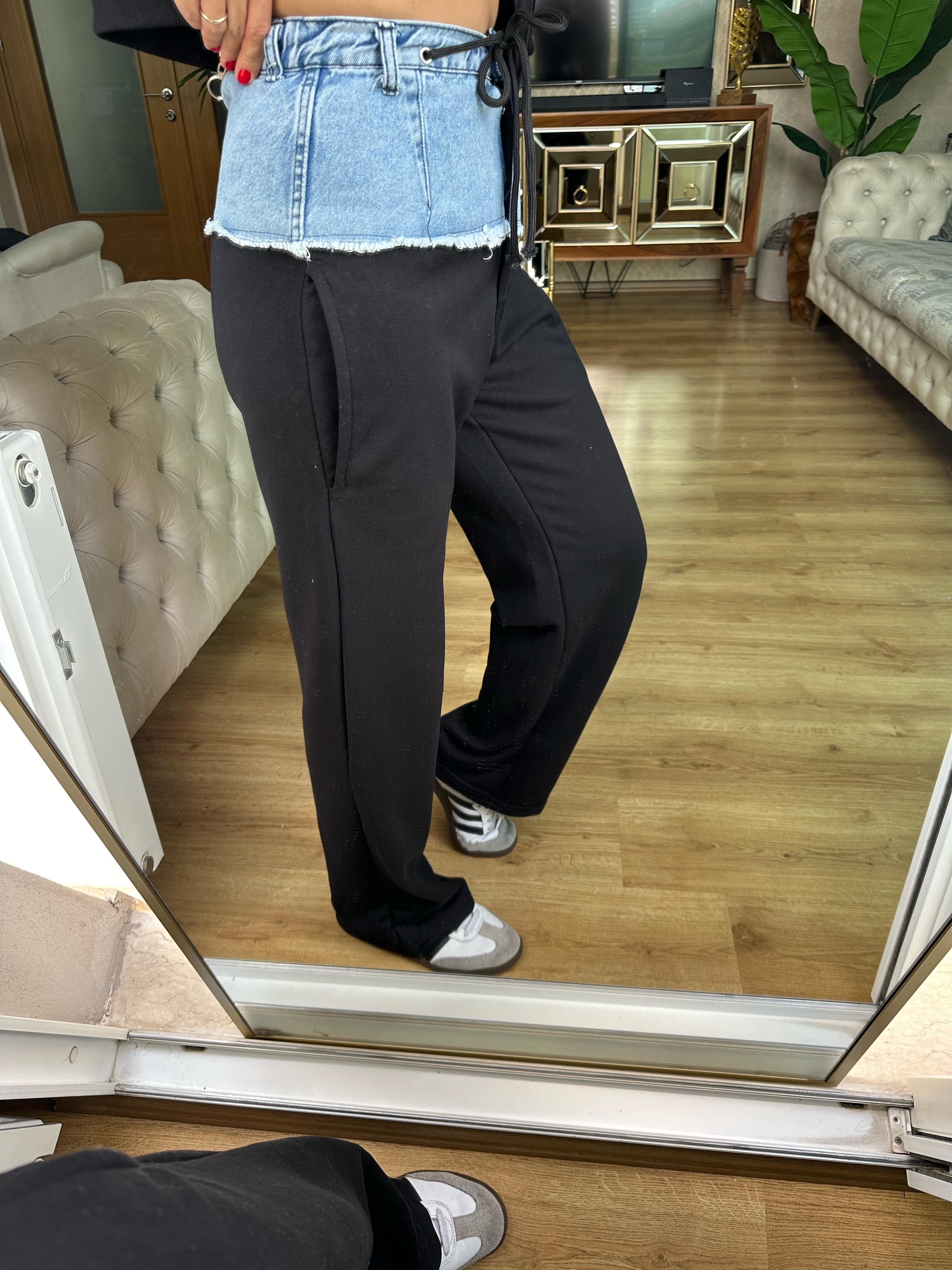 8630 Denim Detaylı Eşofman Takım