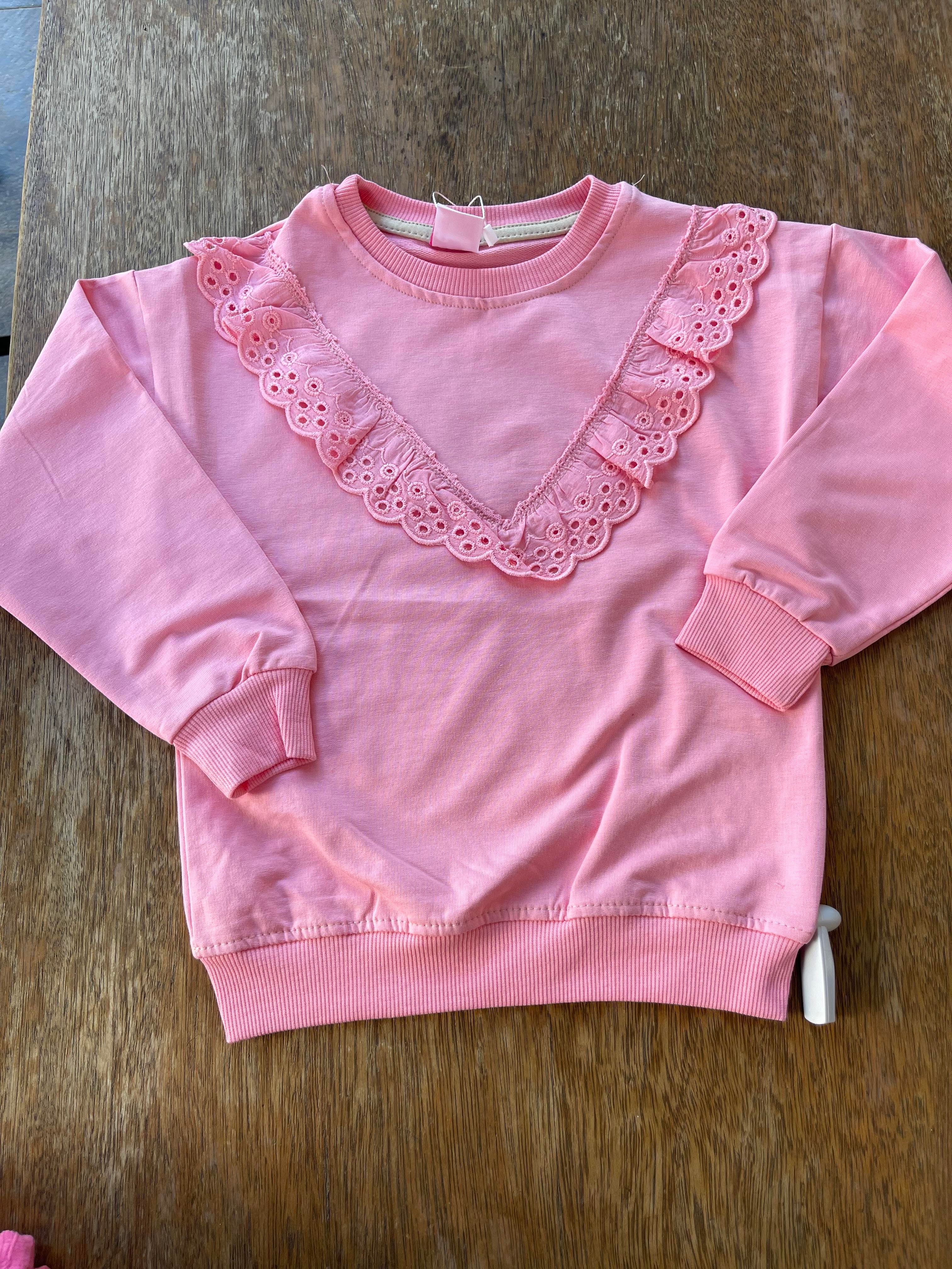 8635 Kids Dantelli Fırfırlı Kız Sweat 5-12 yaş