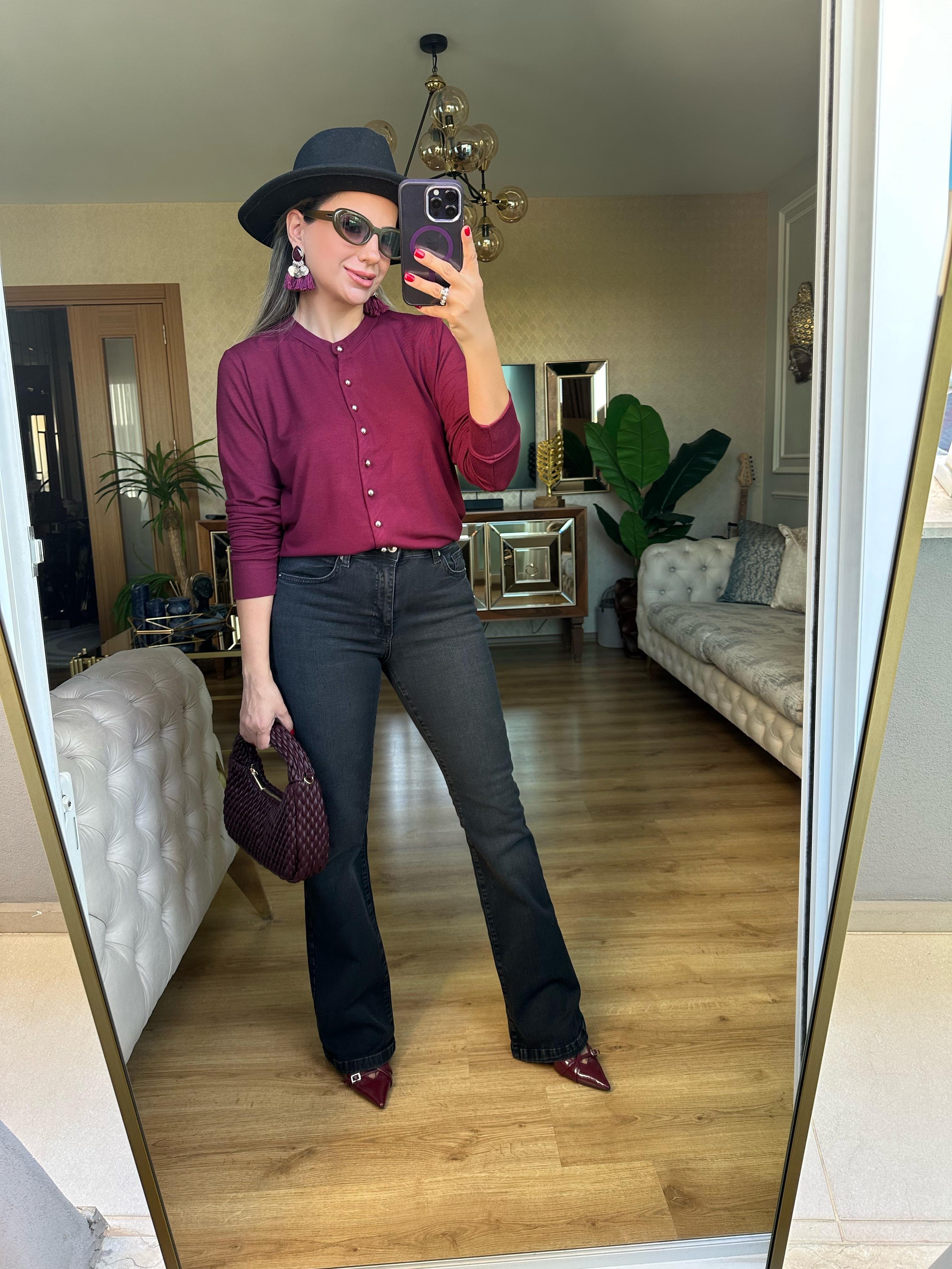 8661 Yüksek Bel İspanyol Paça Pantolon