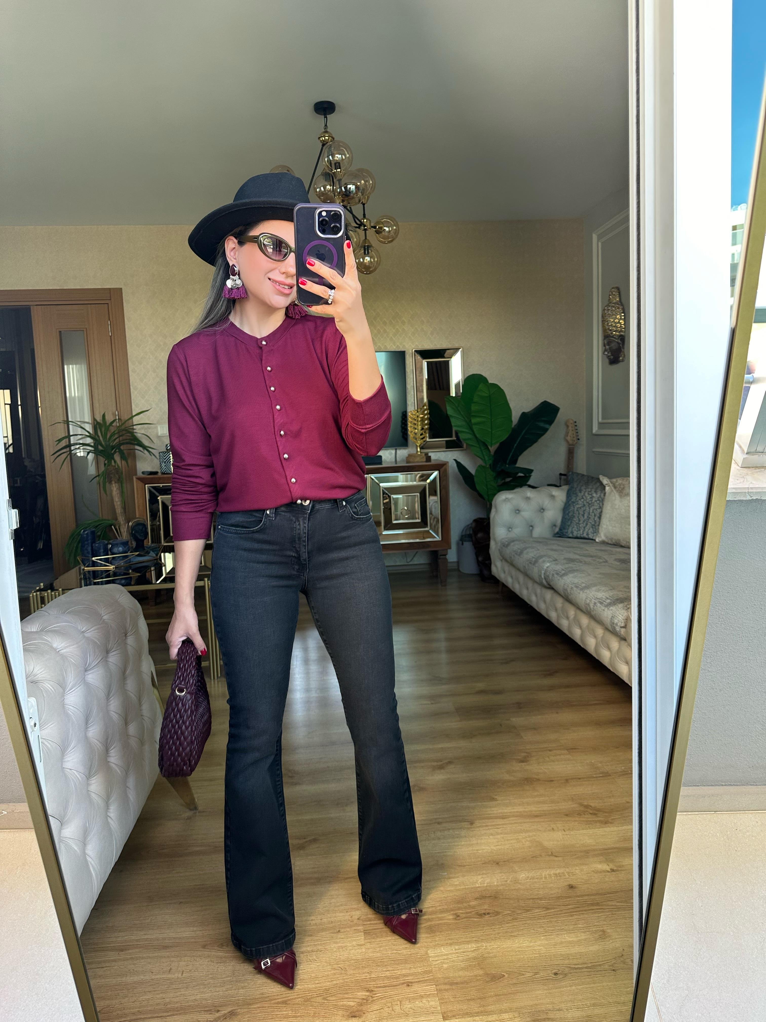 8661 Yüksek Bel İspanyol Paça Pantolon