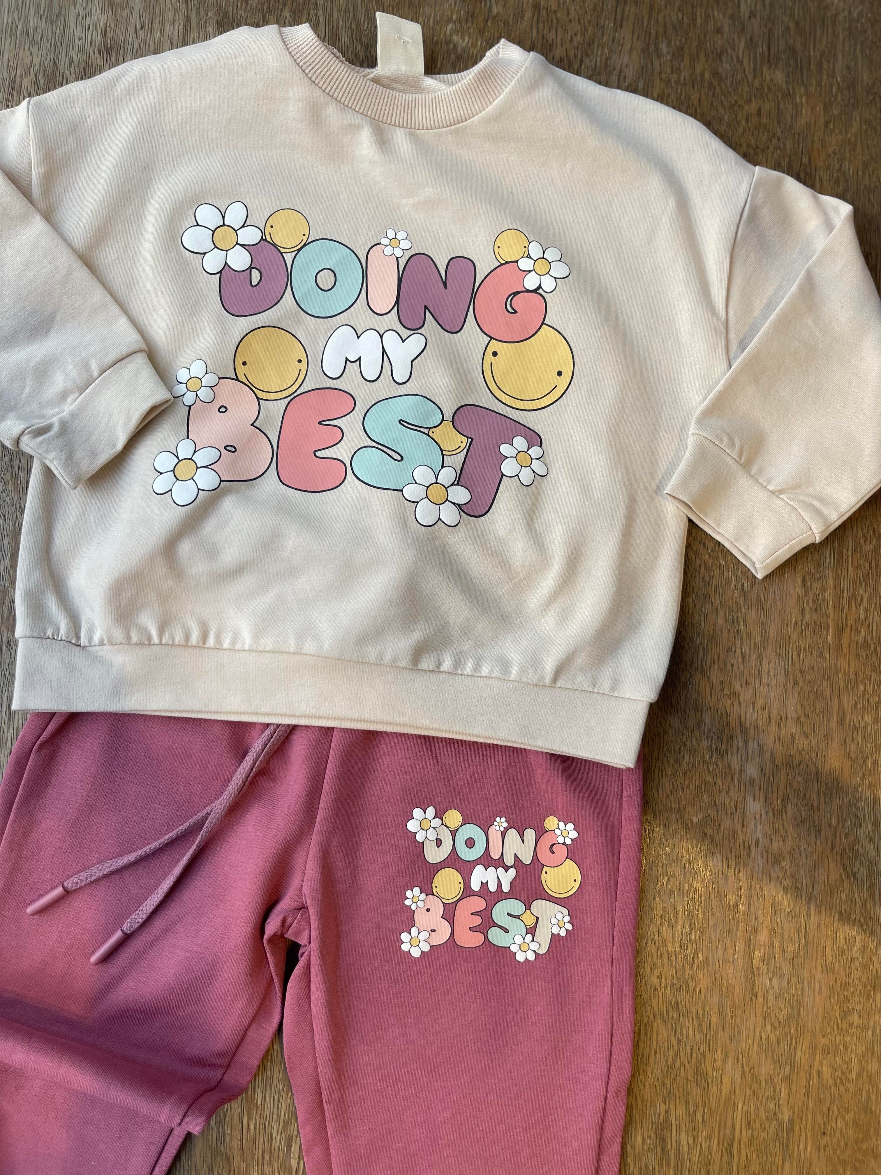 8745 Kids Doing My Best Baskılı Takım 3-4/7-8 Yaş