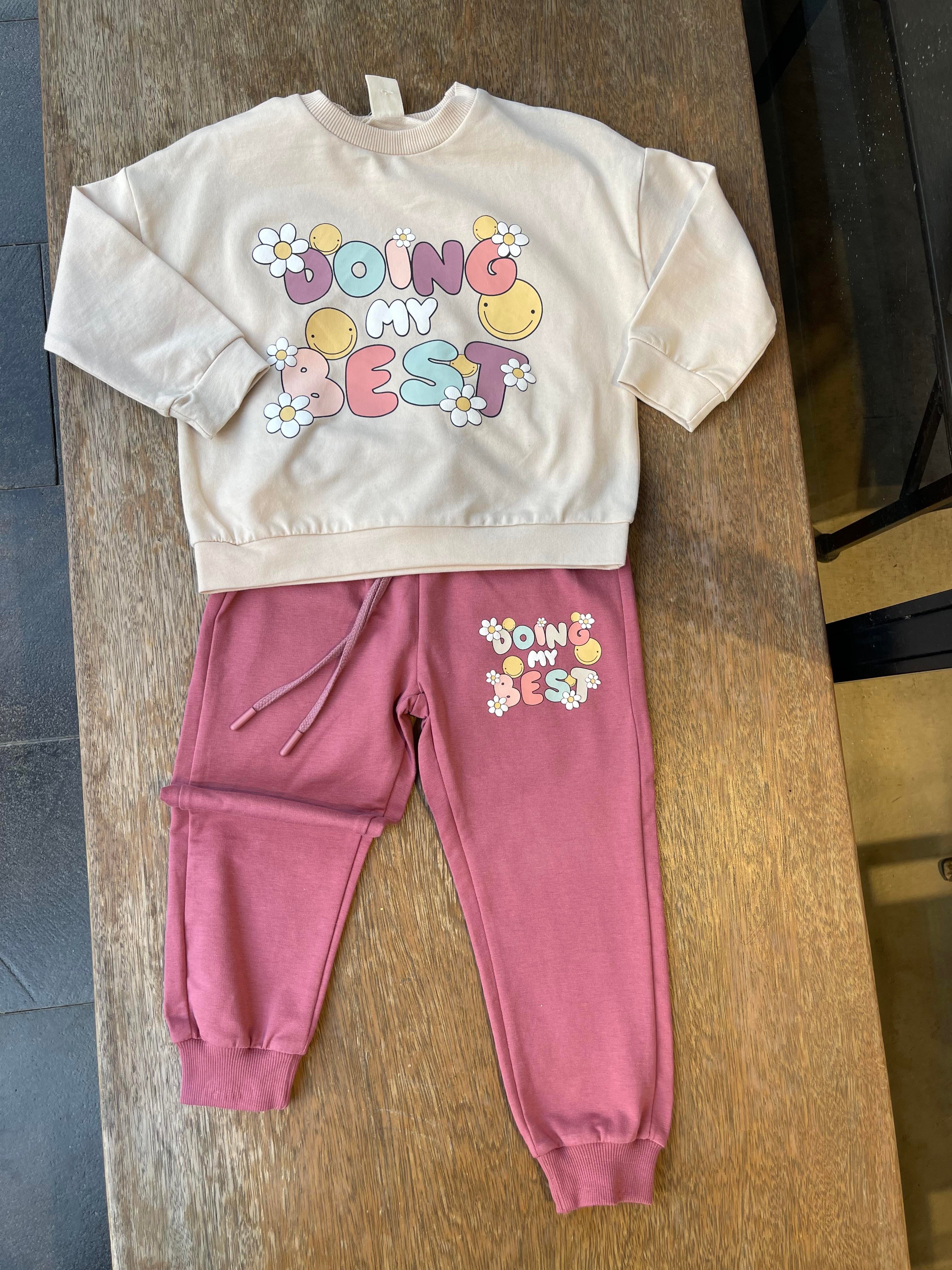 8745 Kids Doing My Best Baskılı Takım 3-4/7-8 Yaş