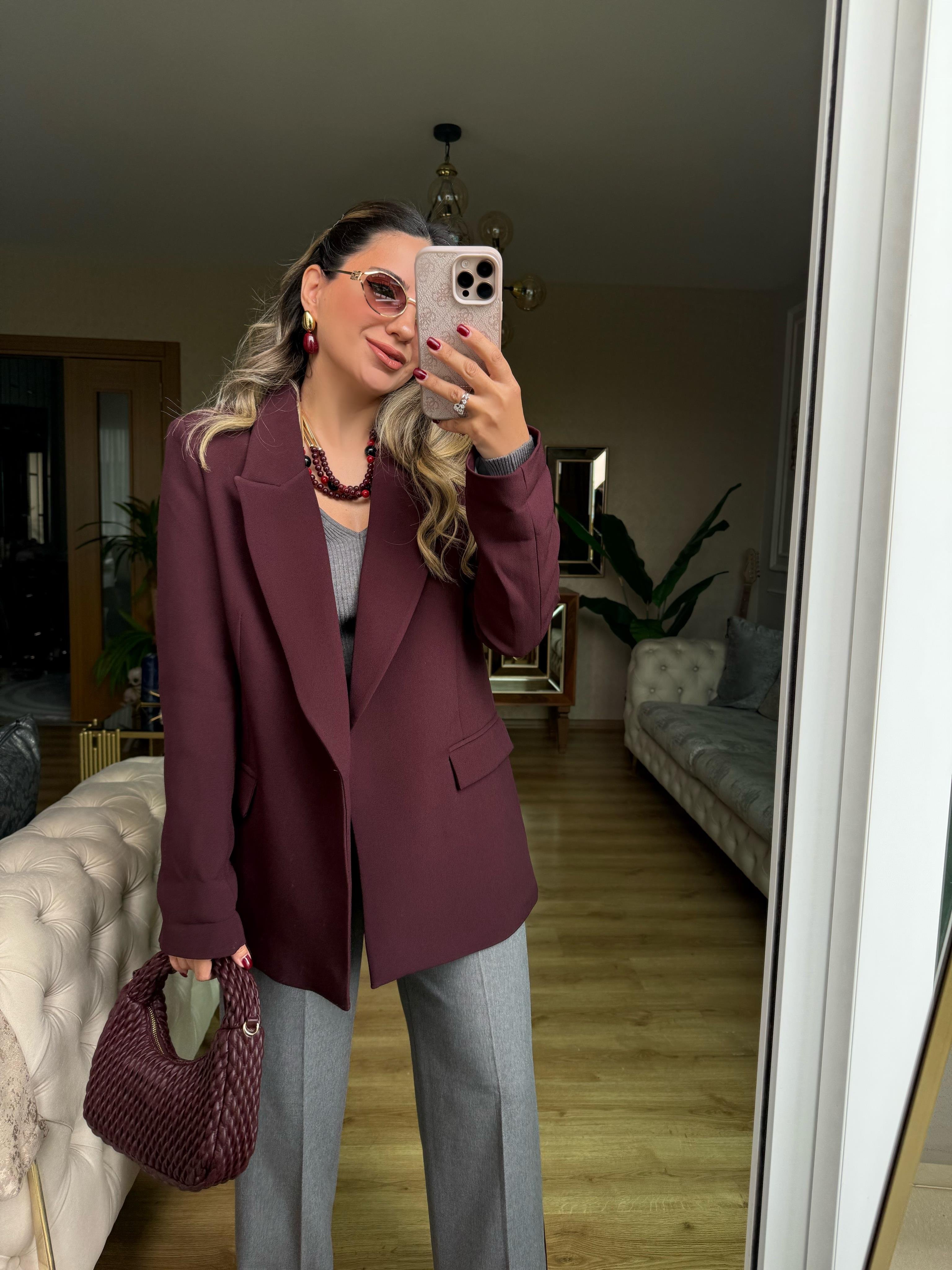 8771 Kolu Katlamalı Blazer Ceket