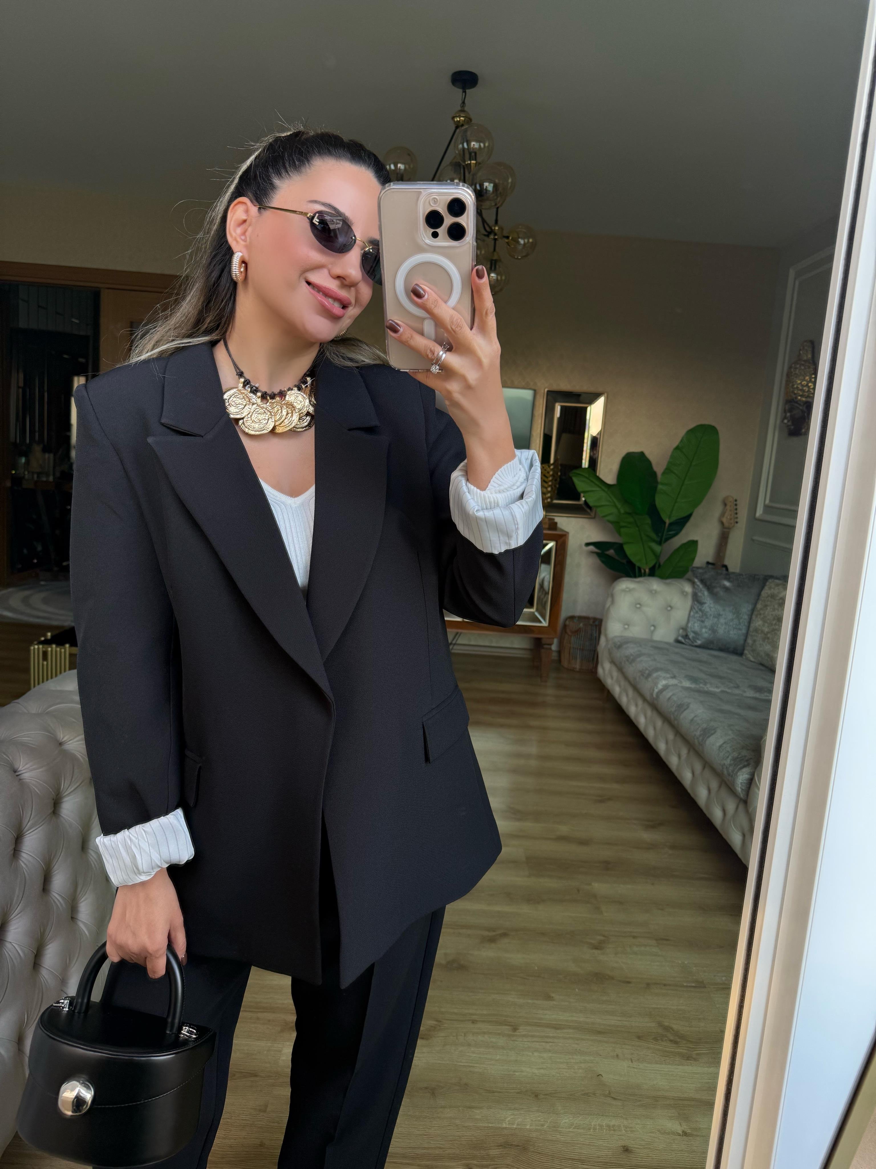 8771 Kolu Katlamalı Blazer Ceket