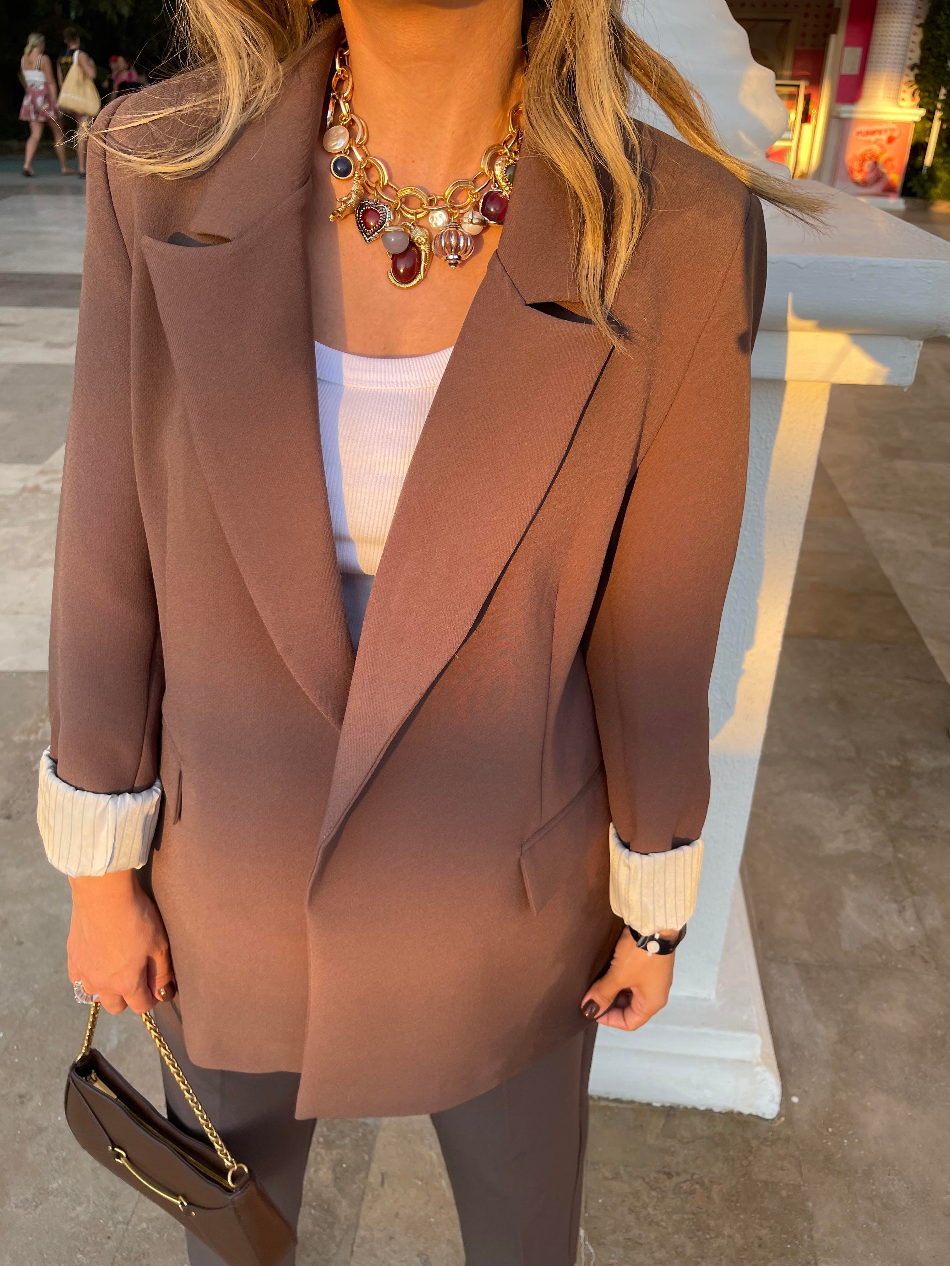 8771 Kolu Katlamalı Blazer Ceket