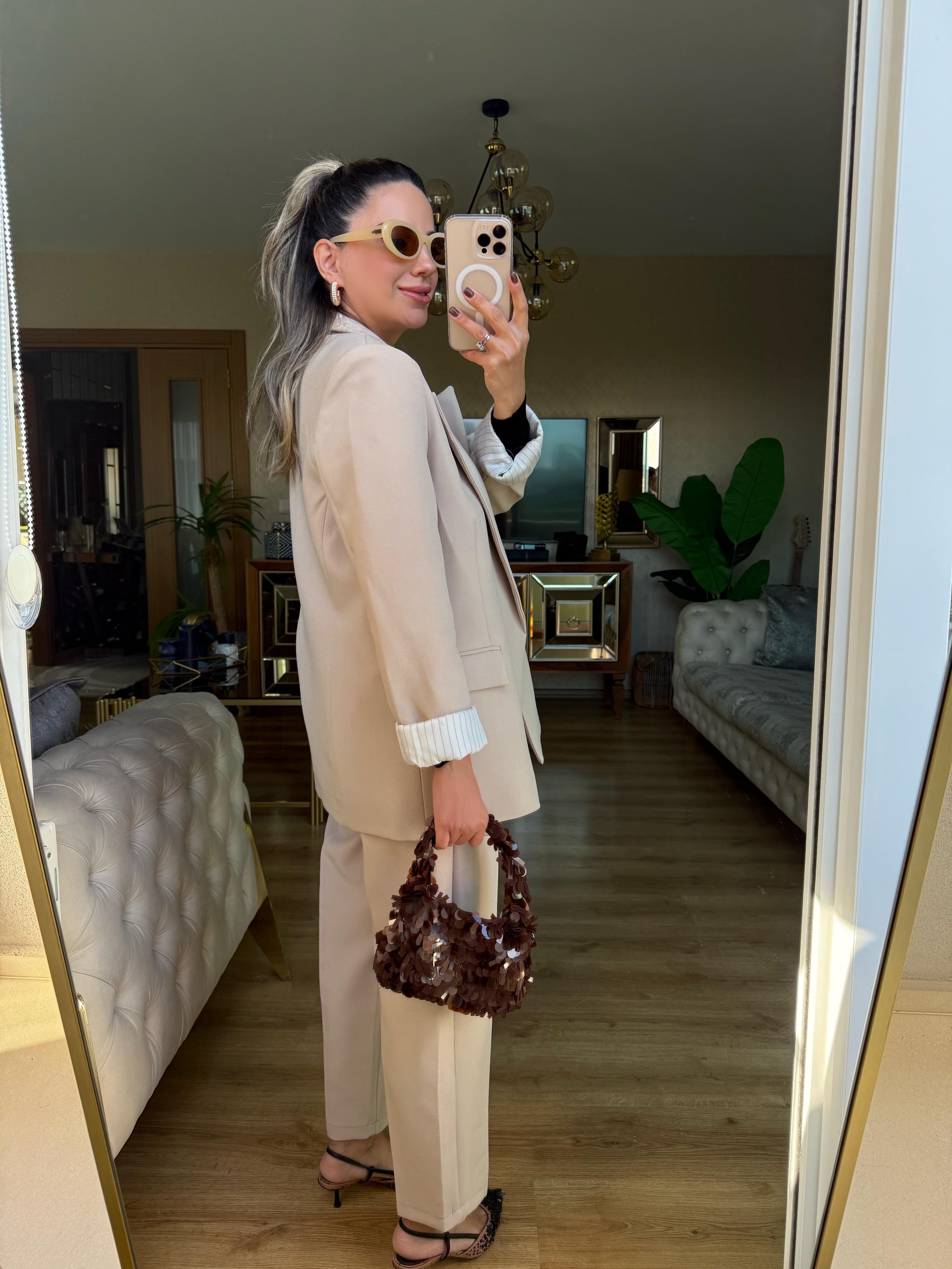 8771 Kolu Katlamalı Blazer Ceket