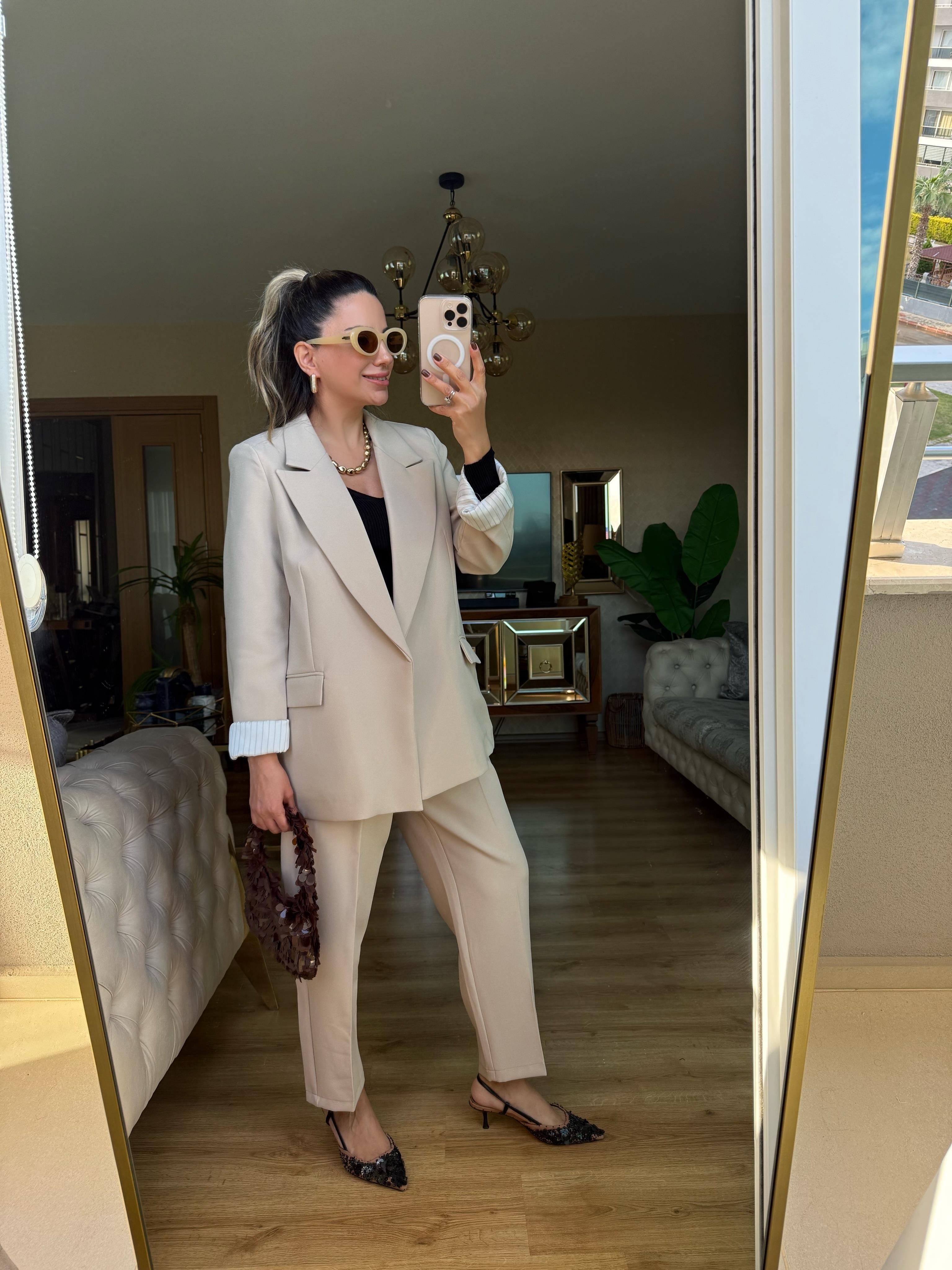 8771 Kolu Katlamalı Blazer Ceket