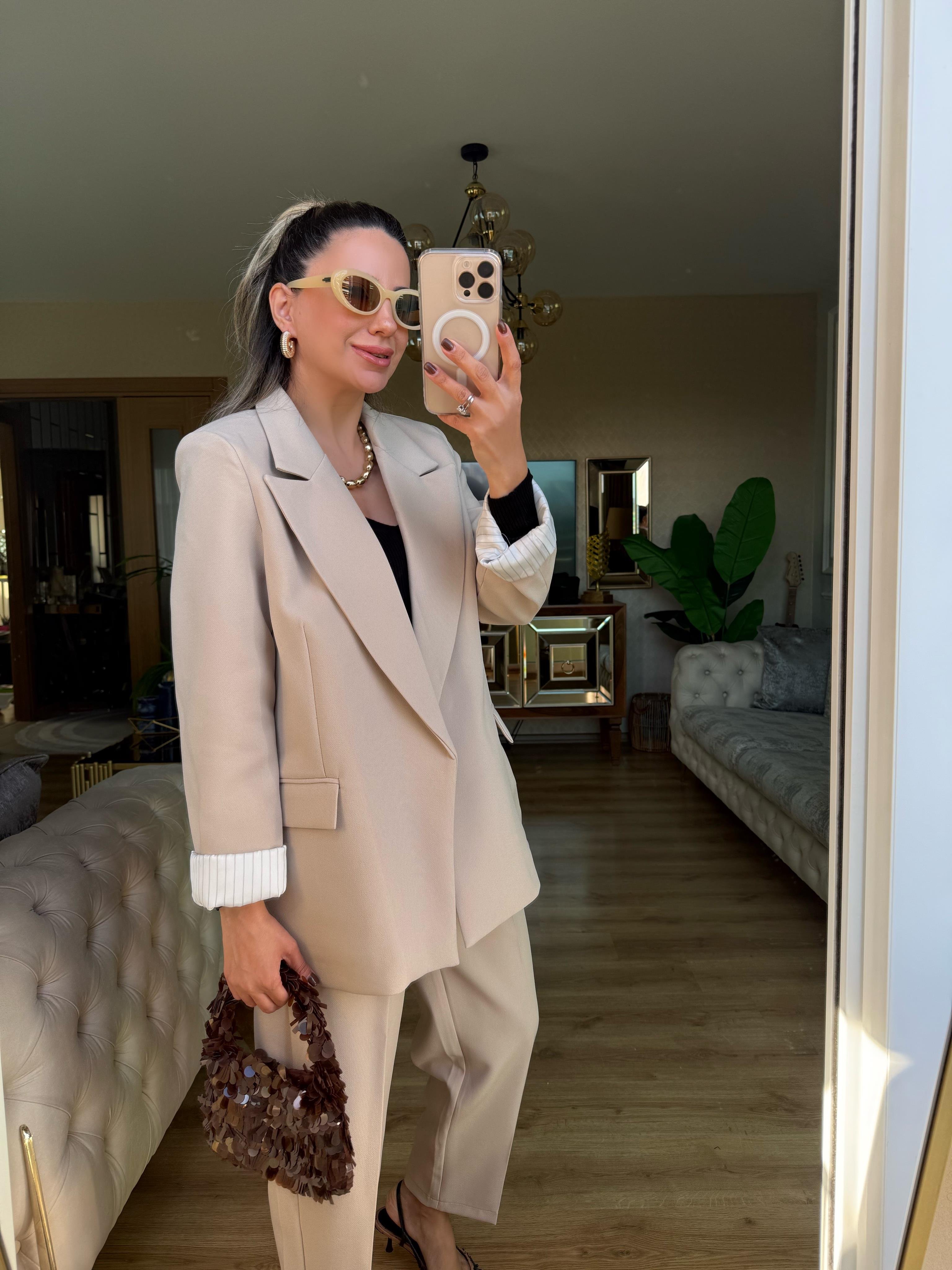 8771 Kolu Katlamalı Blazer Ceket