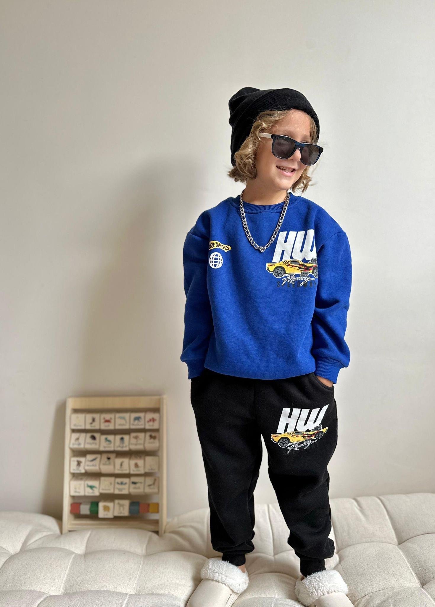 8801 Kids Hot Wheels Baskılı Takım 3-4/9-10 Yaş