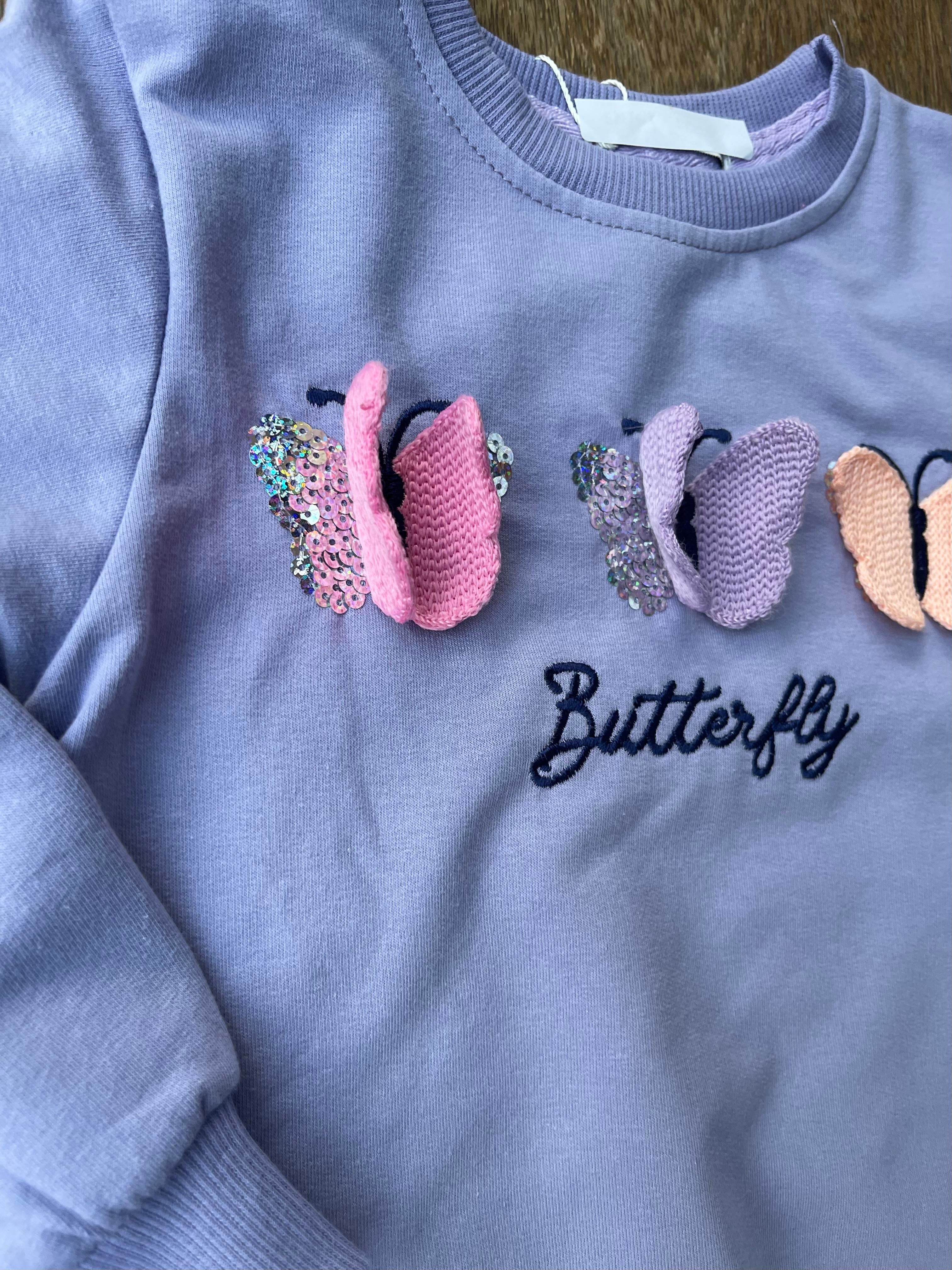 8808 Kids Kelebek Nakışlı Sweat 5-6/12-13 Yaş