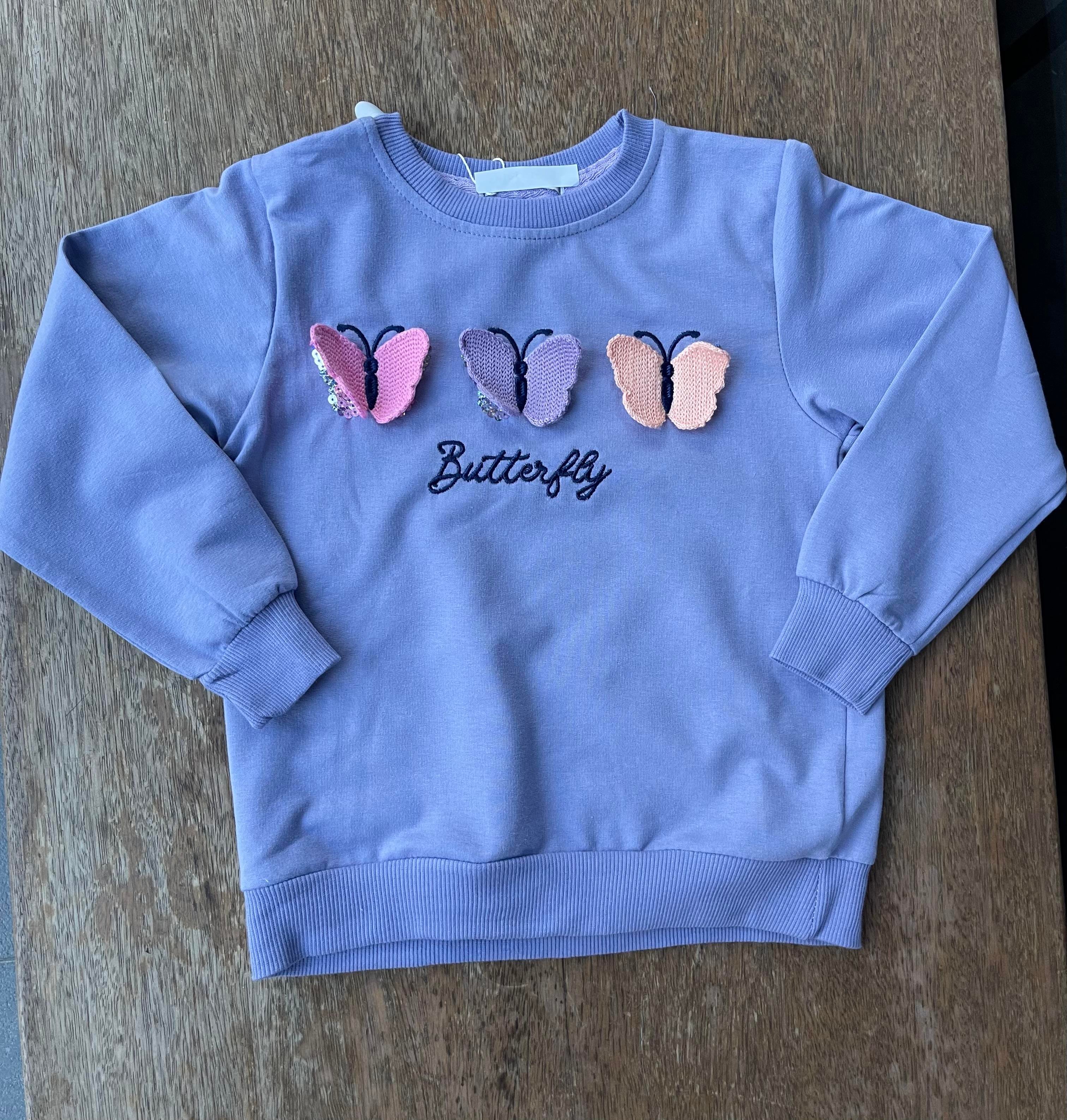 8808 Kids Kelebek Nakışlı Sweat 5-6/12-13 Yaş