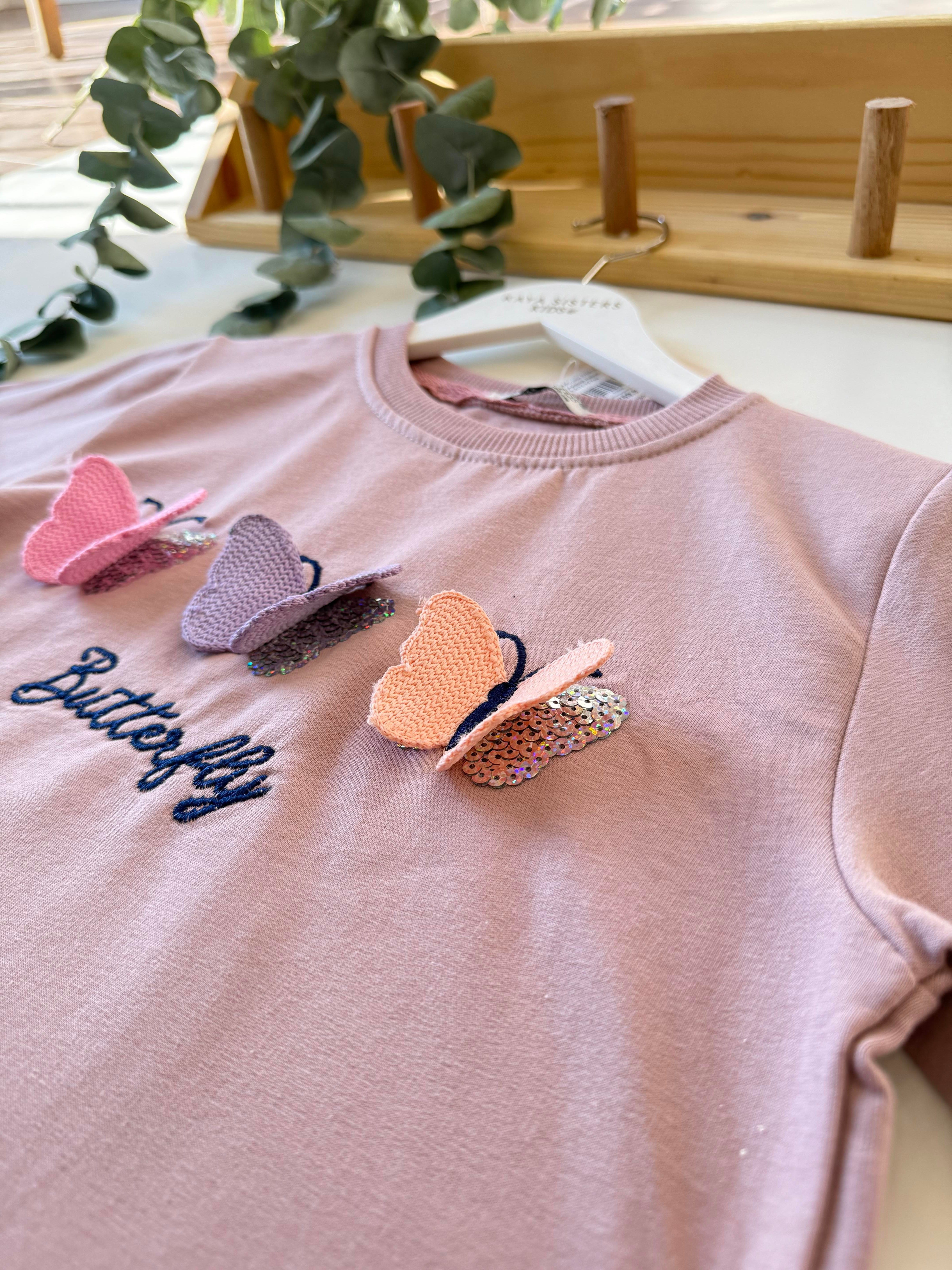 8808 Kids Kelebek Nakışlı Sweat 5-6/12-13 Yaş