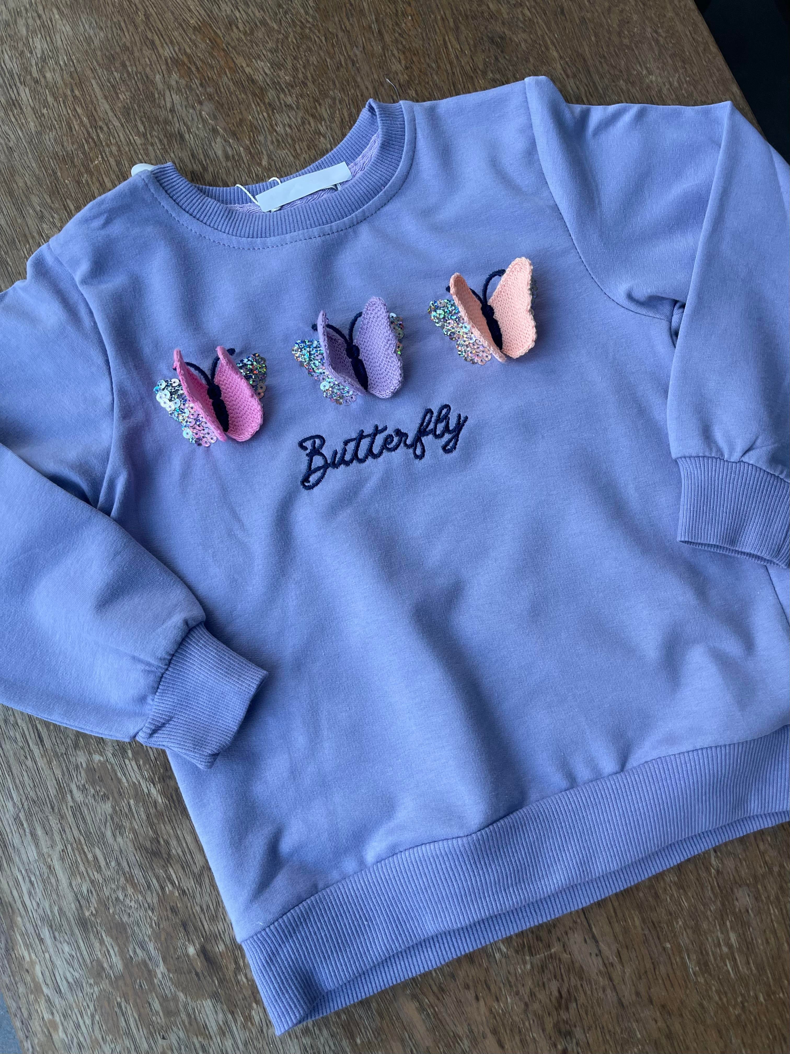 8808 Kids Kelebek Nakışlı Sweat 5-6/12-13 Yaş