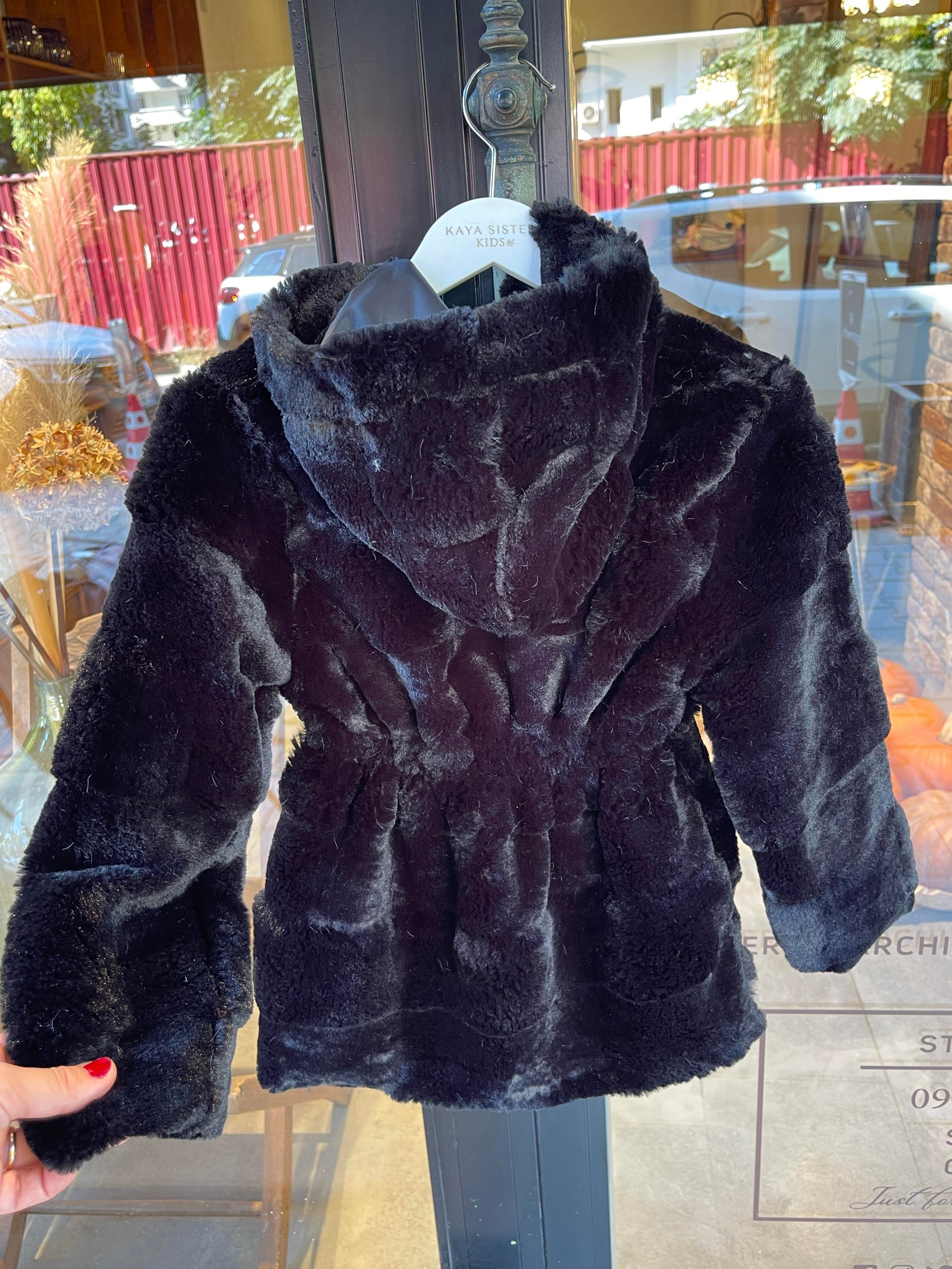 8825 Kids Kapşonlu Peluş Mont 6-7/14-15 Yaş
