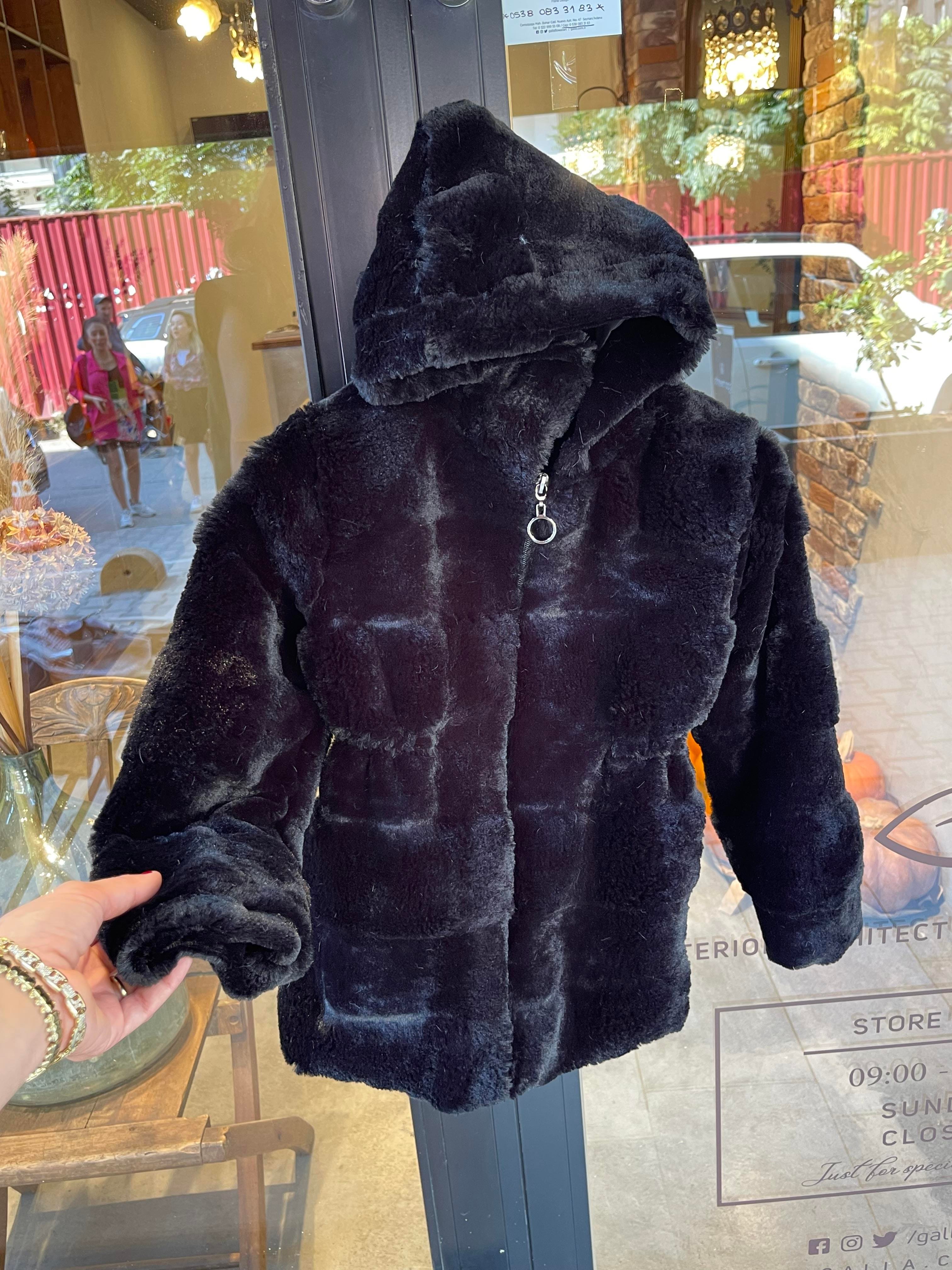 8825 Kids Kapşonlu Peluş Mont 6-7/14-15 Yaş