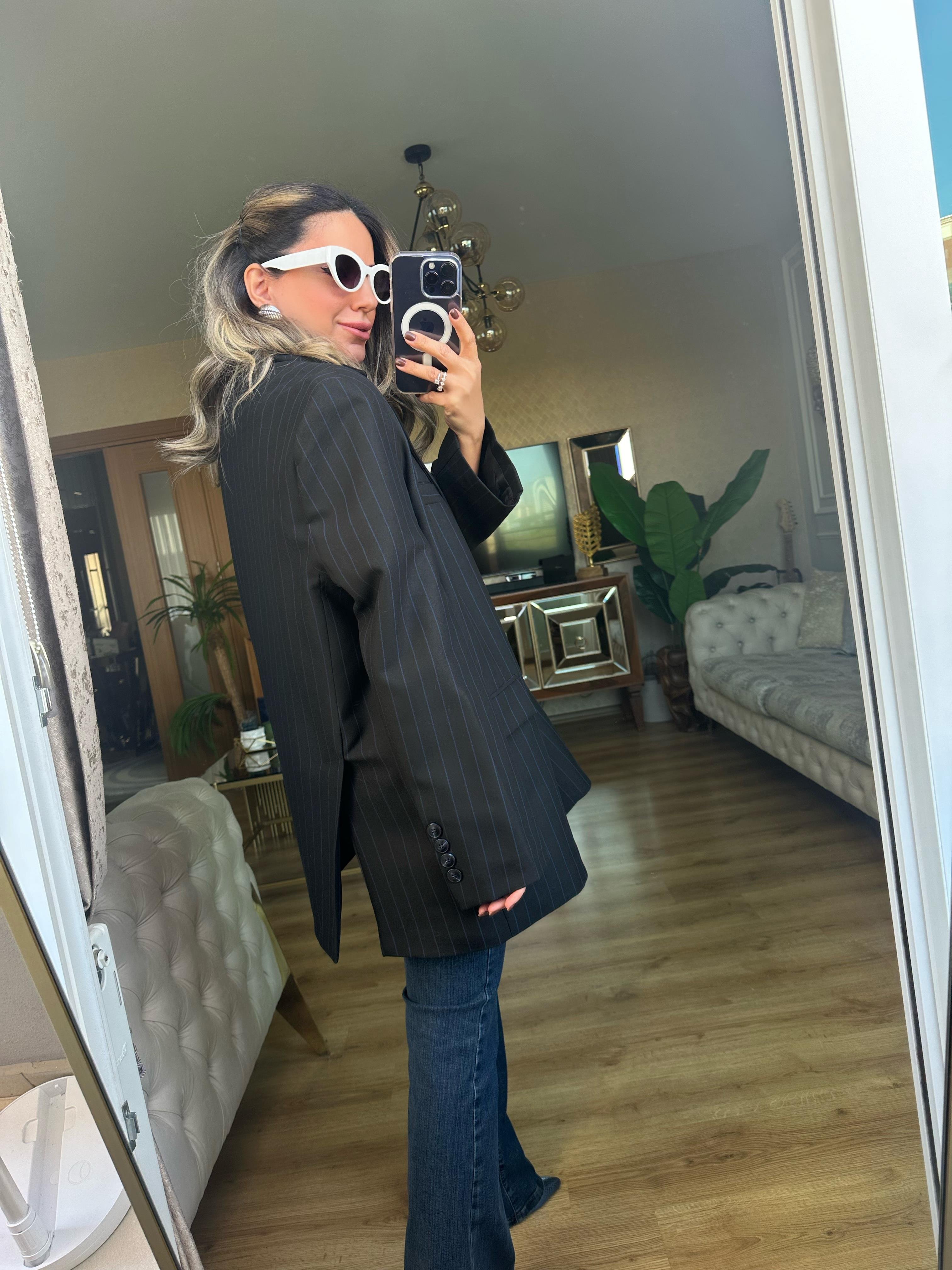 8858 Çizgili Blazer Ceket
