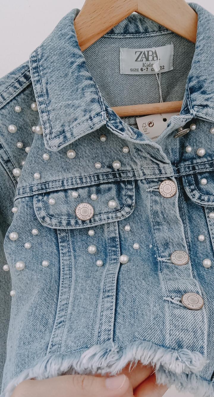 8874 Kids İncili Kot Ceket 6-7/13-14 Yaş