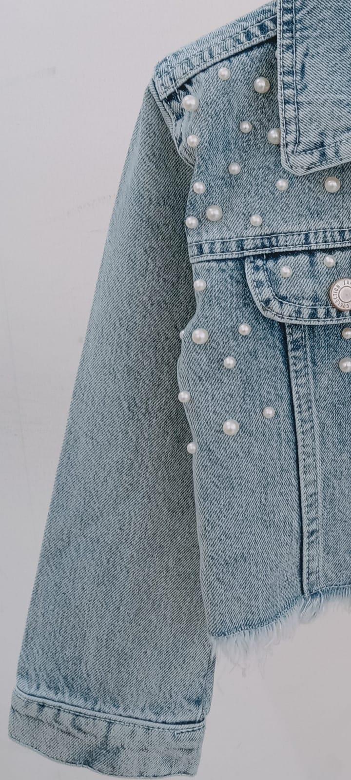 8874 Kids İncili Kot Ceket 6-7/13-14 Yaş