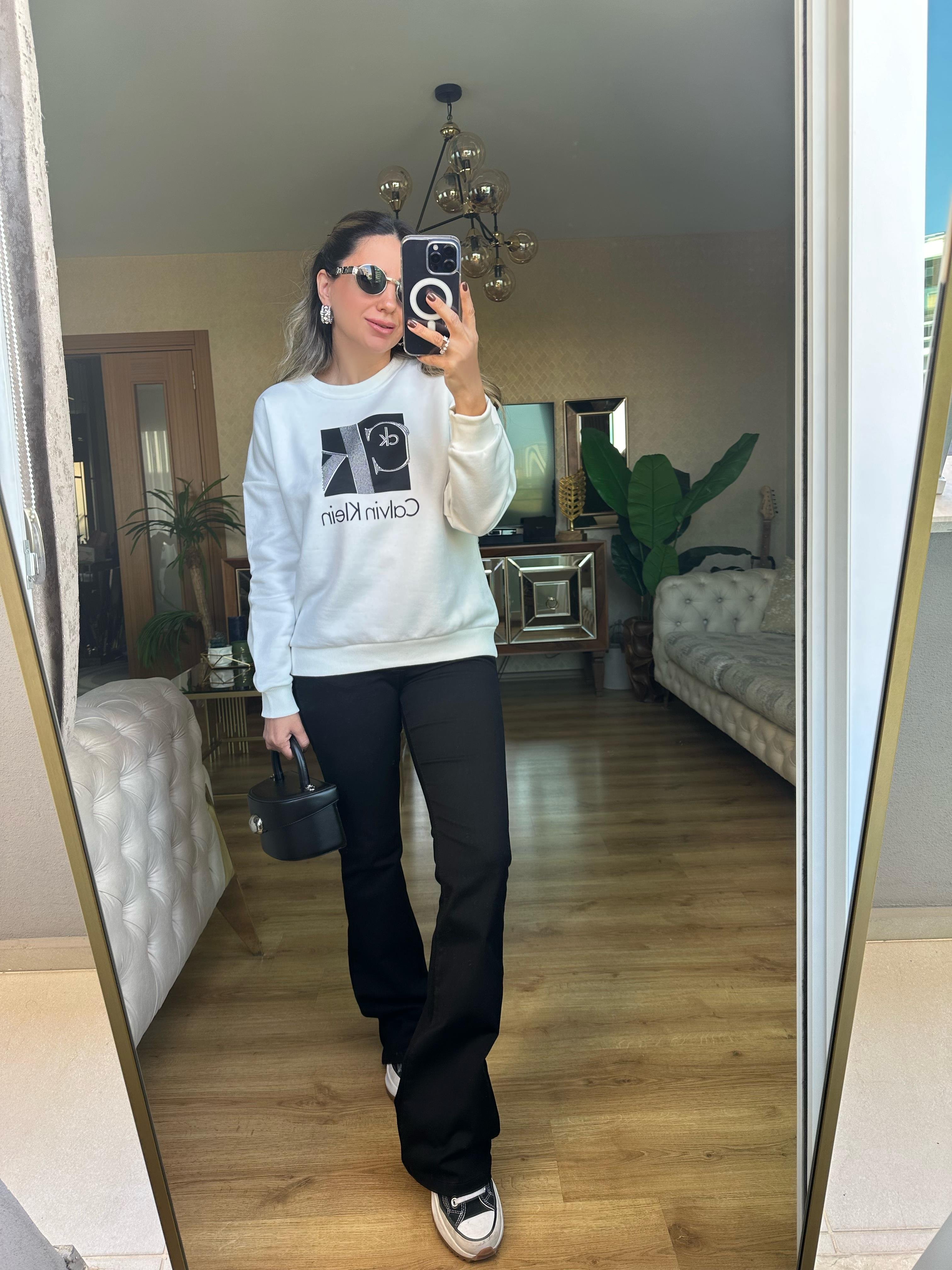 8878 Ck Taşlı Sweatshirt
