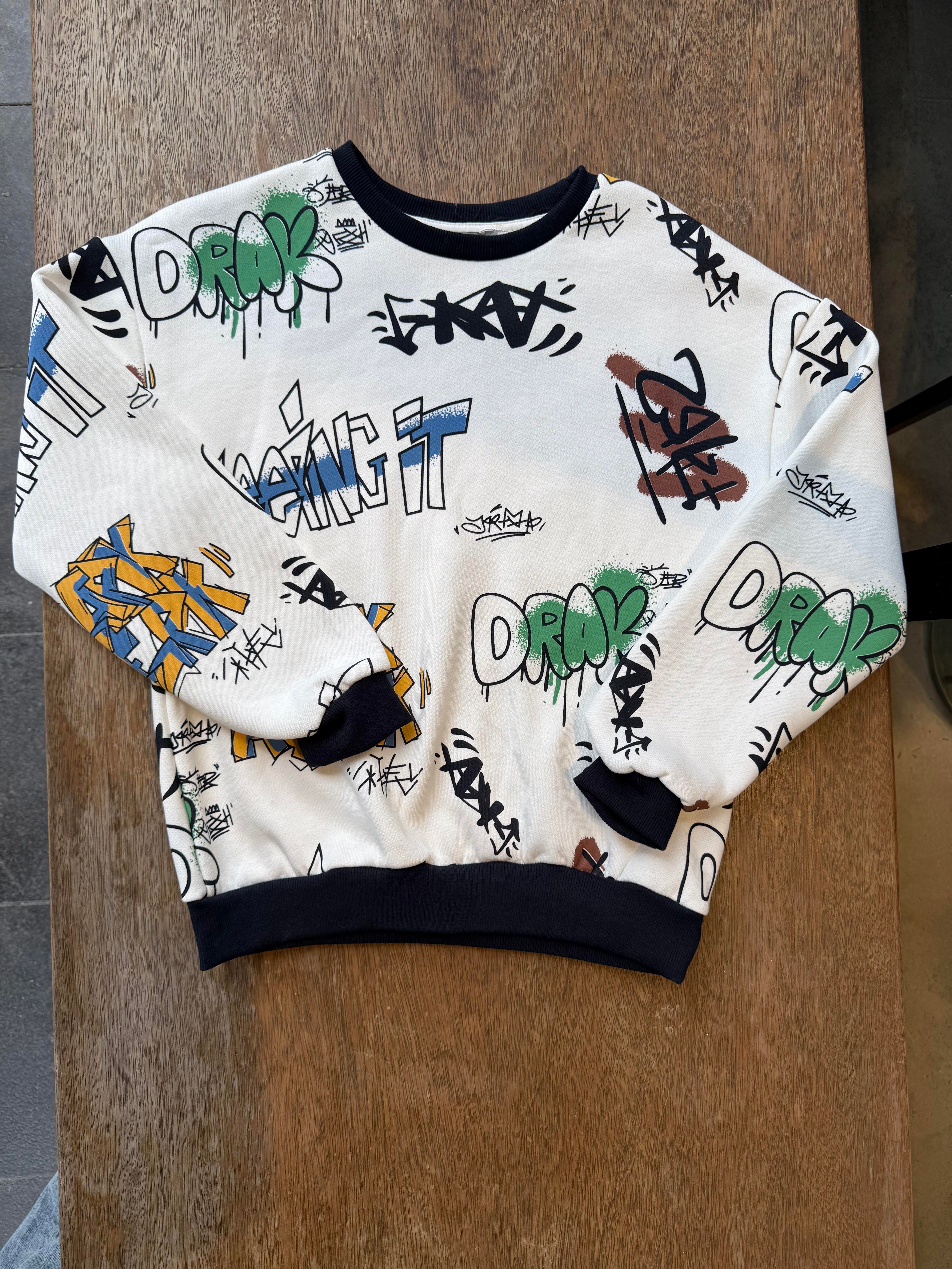 8900 Kids Drak Baskılı Sweatshirt 8-12 Yaş