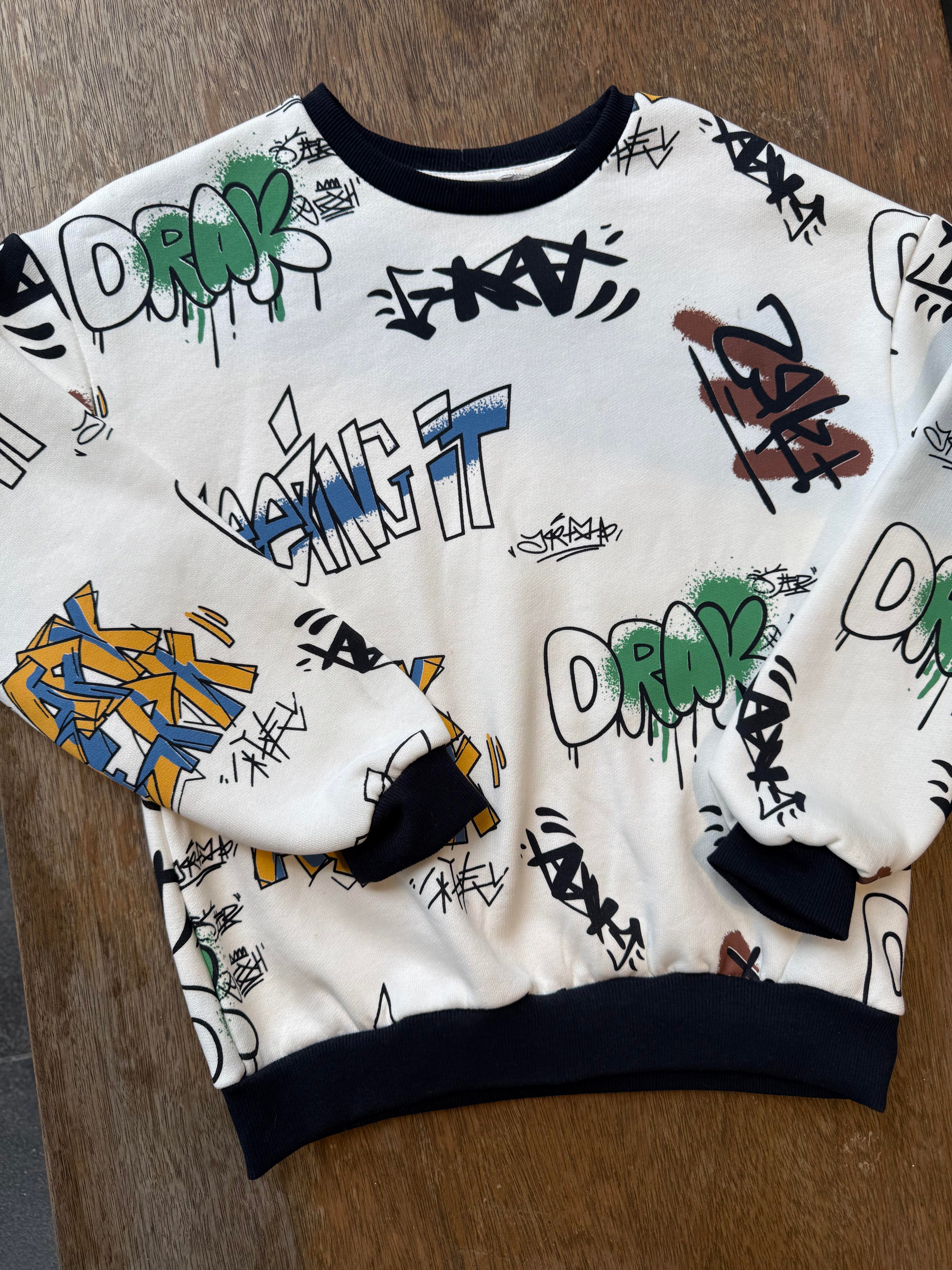 8900 Kids Drak Baskılı Sweatshirt 8-12 Yaş