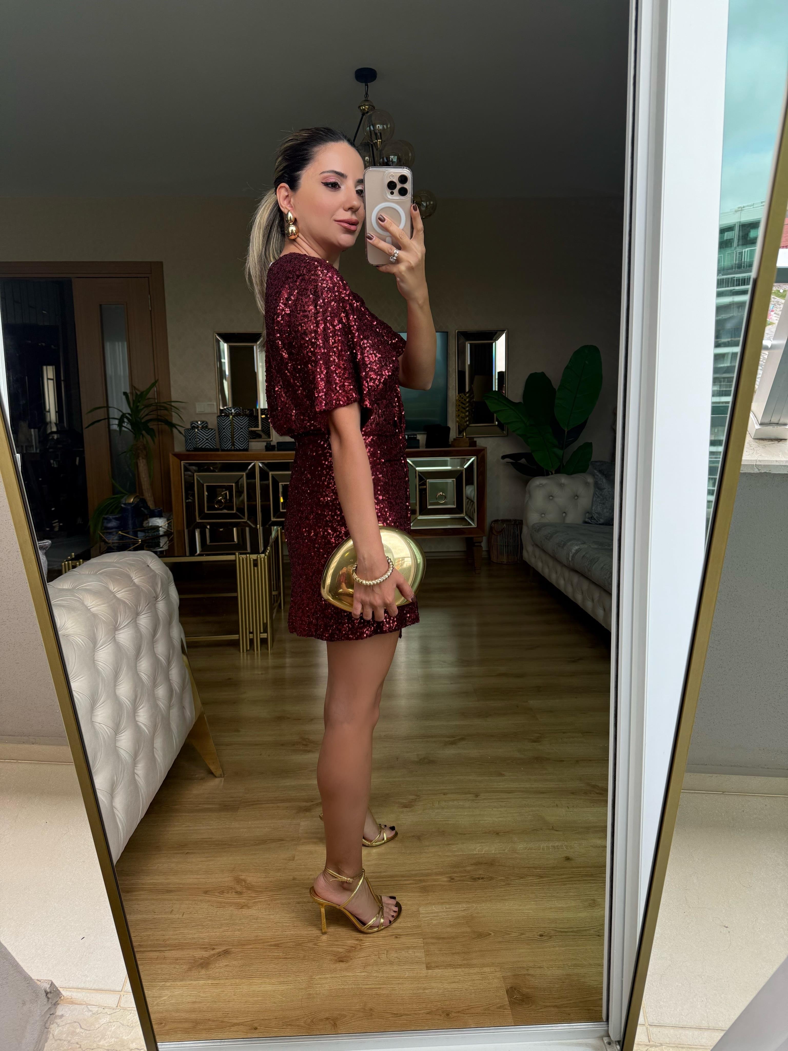 8912 Payetli Orj Marka Elbise