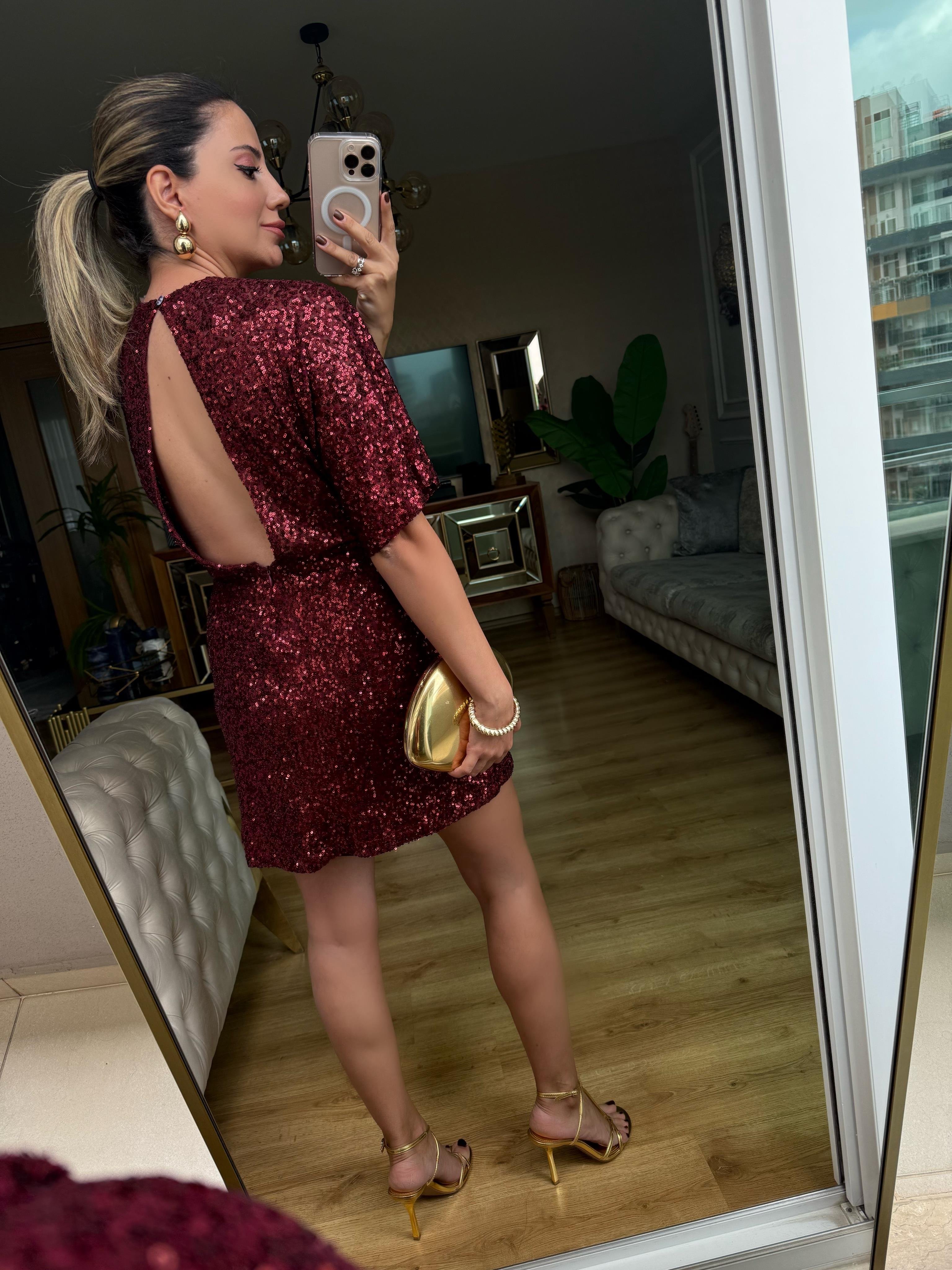 8912 Payetli Orj Marka Elbise