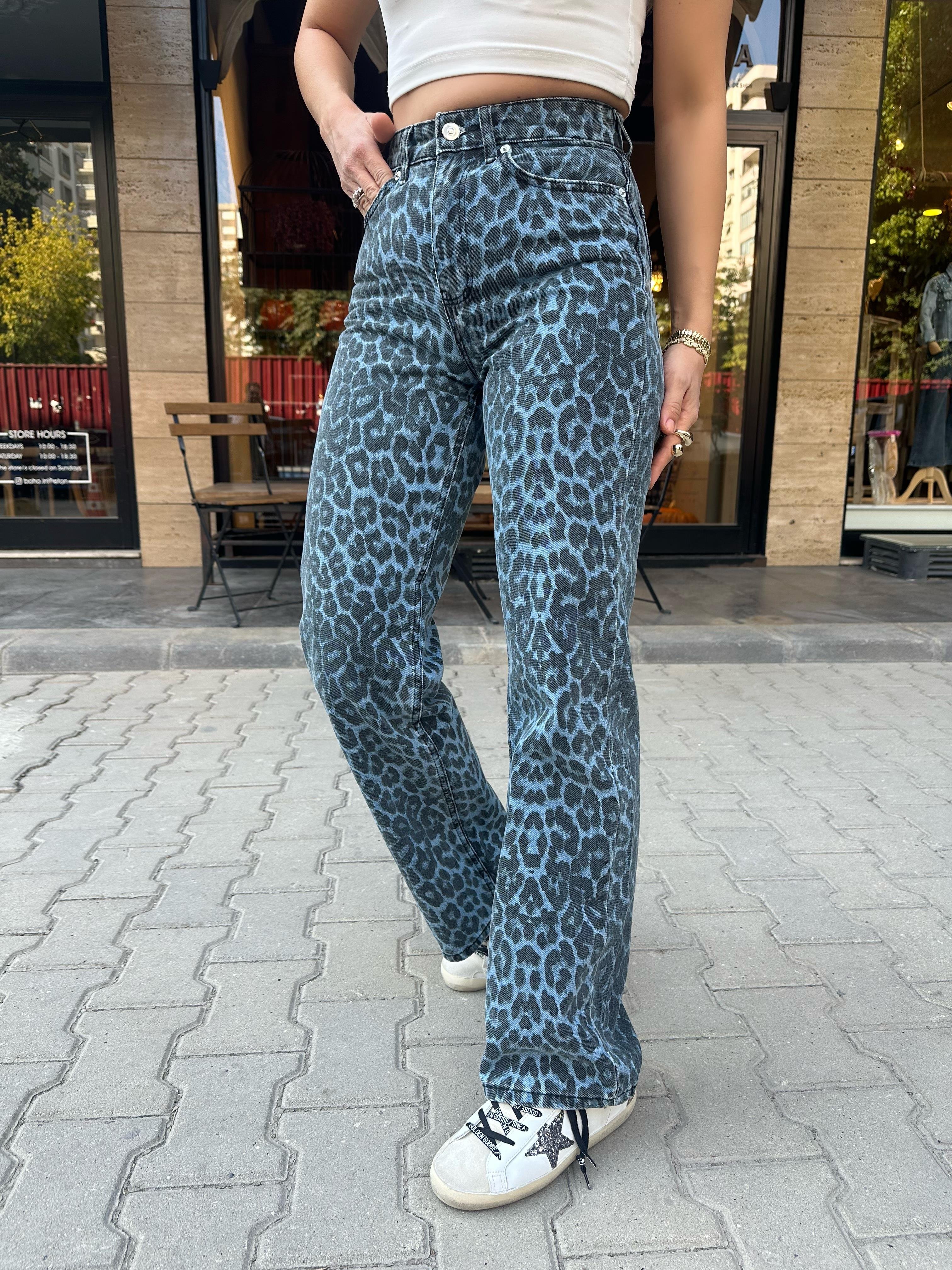 8936 Leopar Straight Fit Pantolon