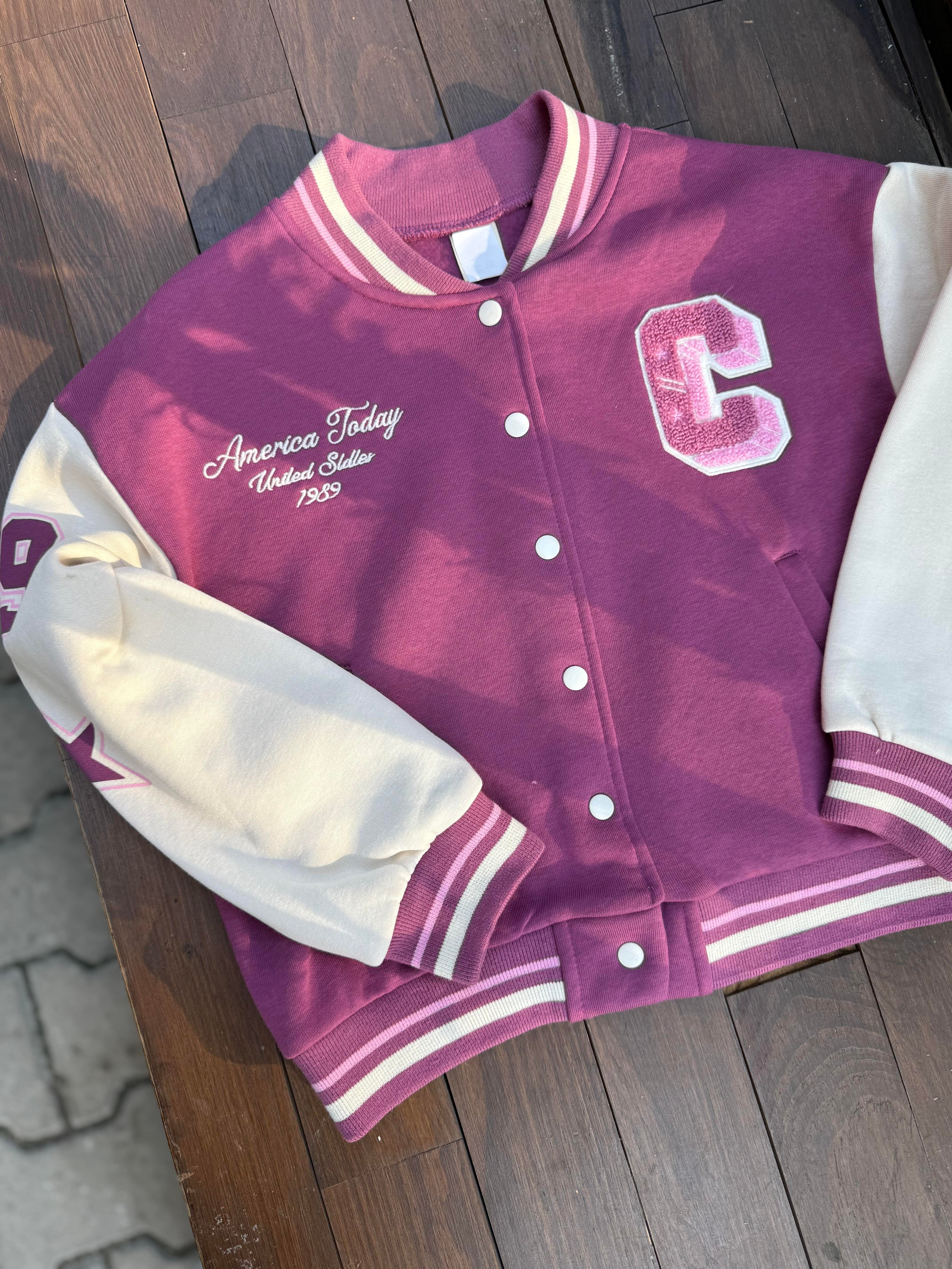 8964 Kids C Süzene Nakışlı Kız Çocuk Kolej Ceket 9-12 Yaş