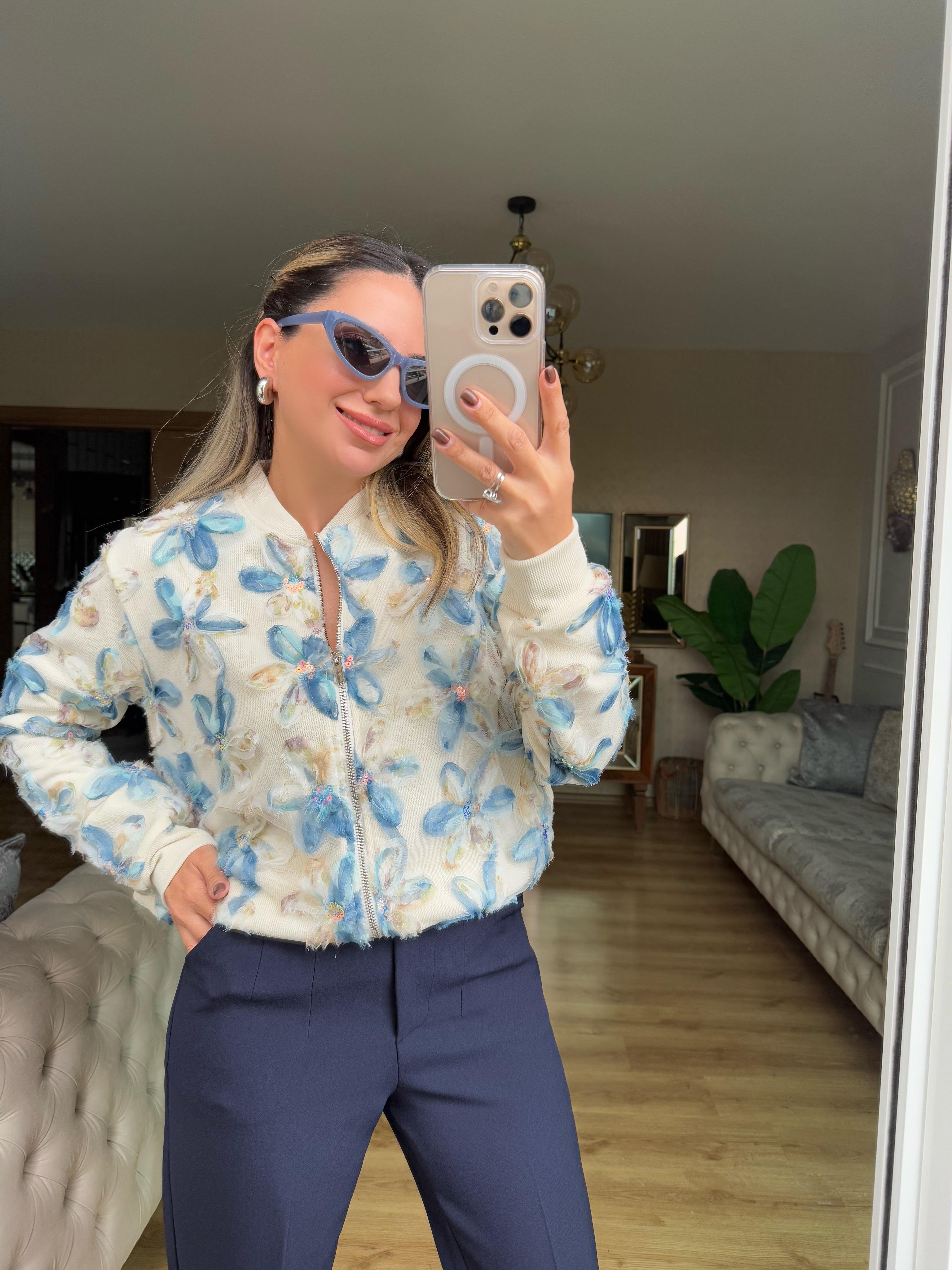 8980 Çiçekli Bomber Ceket