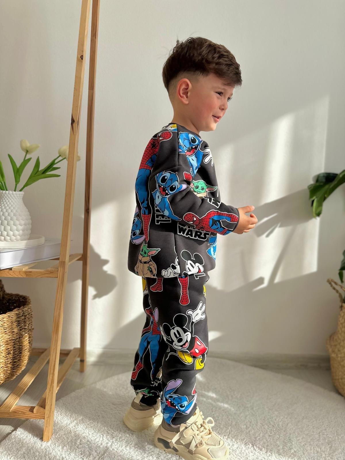 8985 Kids Üç İplik Baskılı Şardonlu Takım 3-4/9-10 Yaş