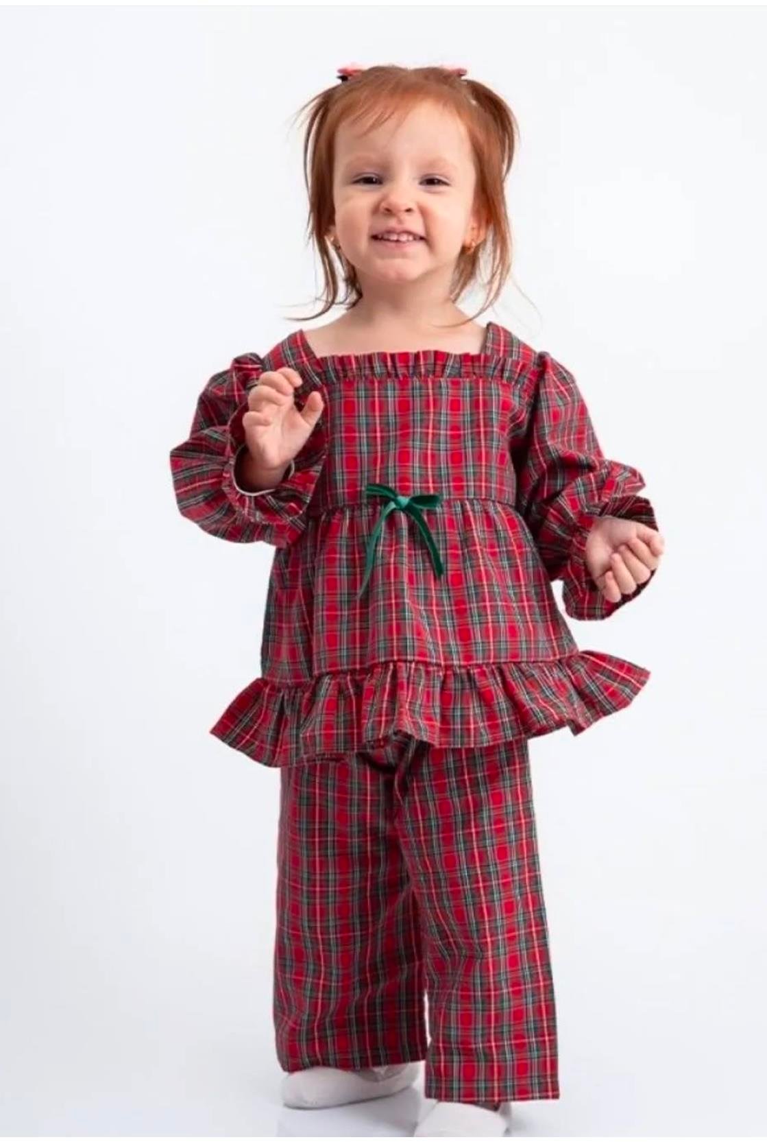 9004 Kids Ekose Kız Pijama Takım 2-3/10-11 Yaş