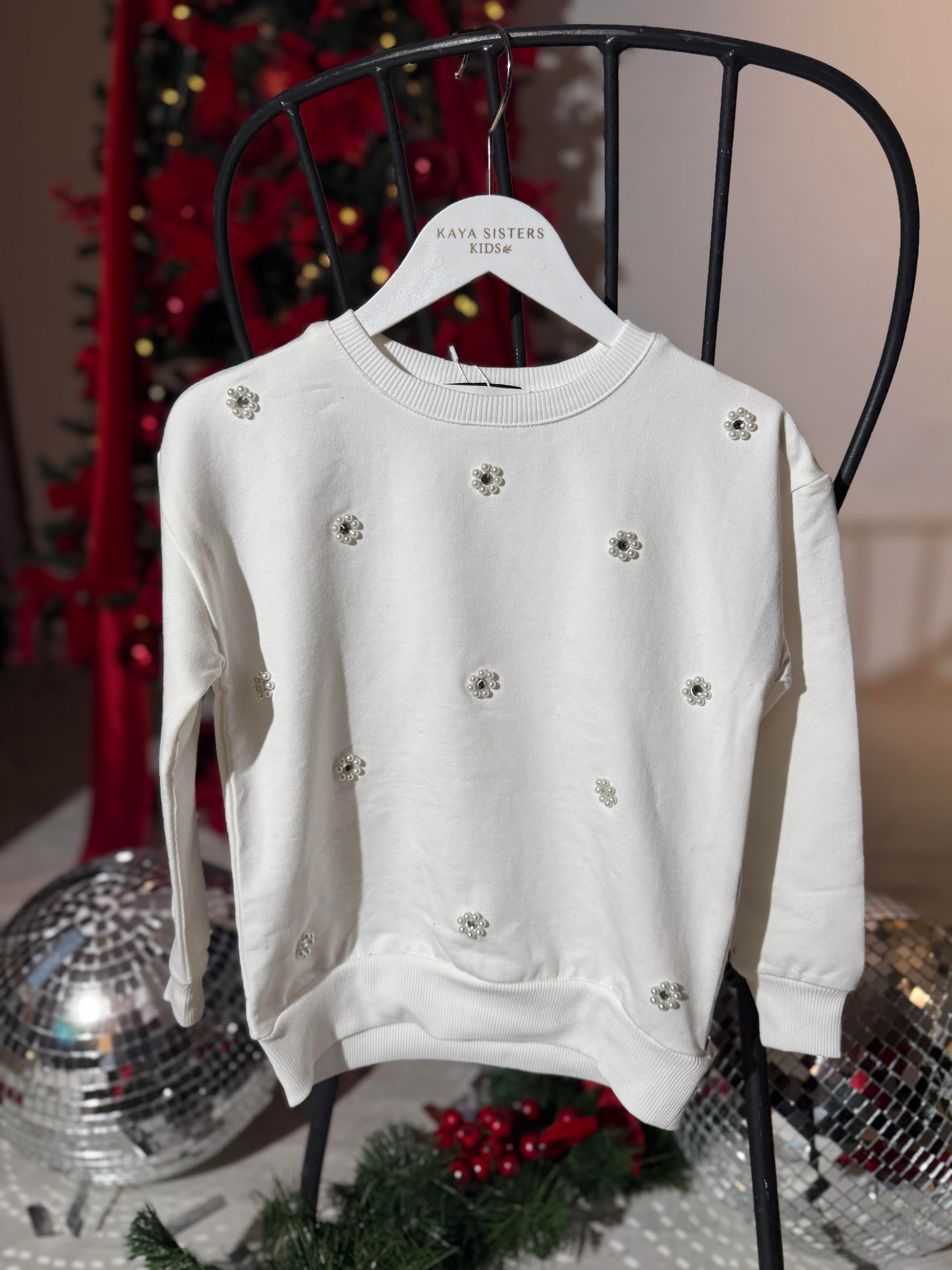 9130 Kids İncili Sweatshirt 5-6/13-14 Yaş