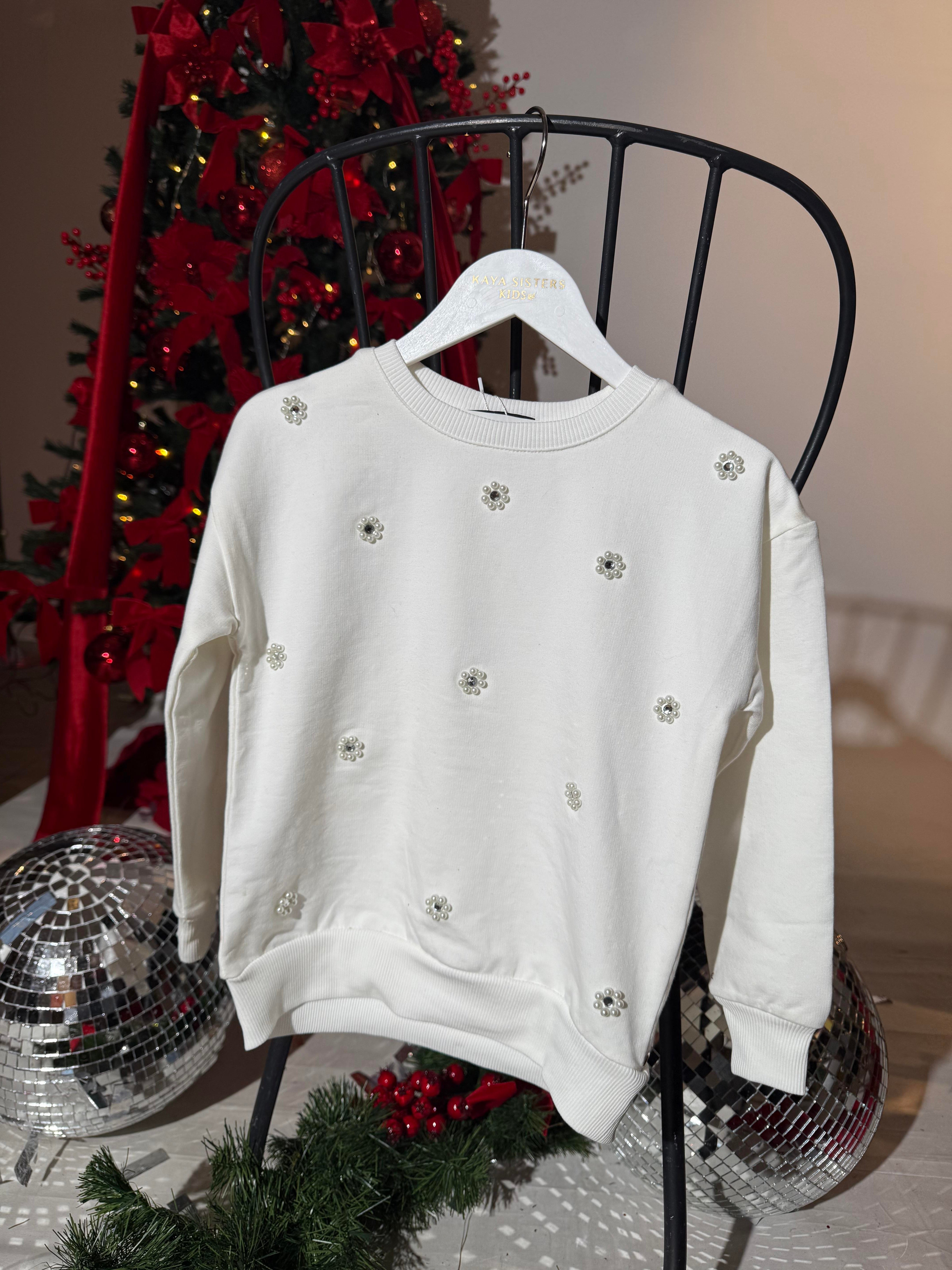 9130 Kids İncili Sweatshirt 5-6/13-14 Yaş